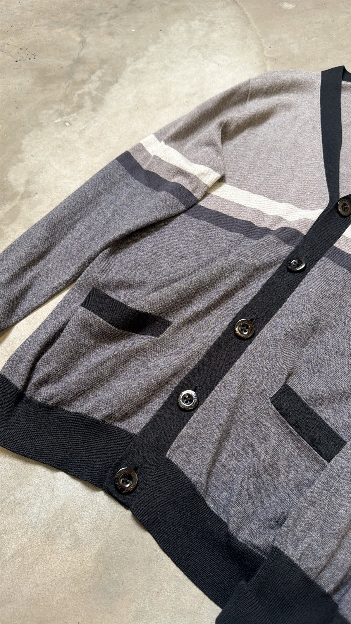 Fred Perry Grey Stripe Cardigan