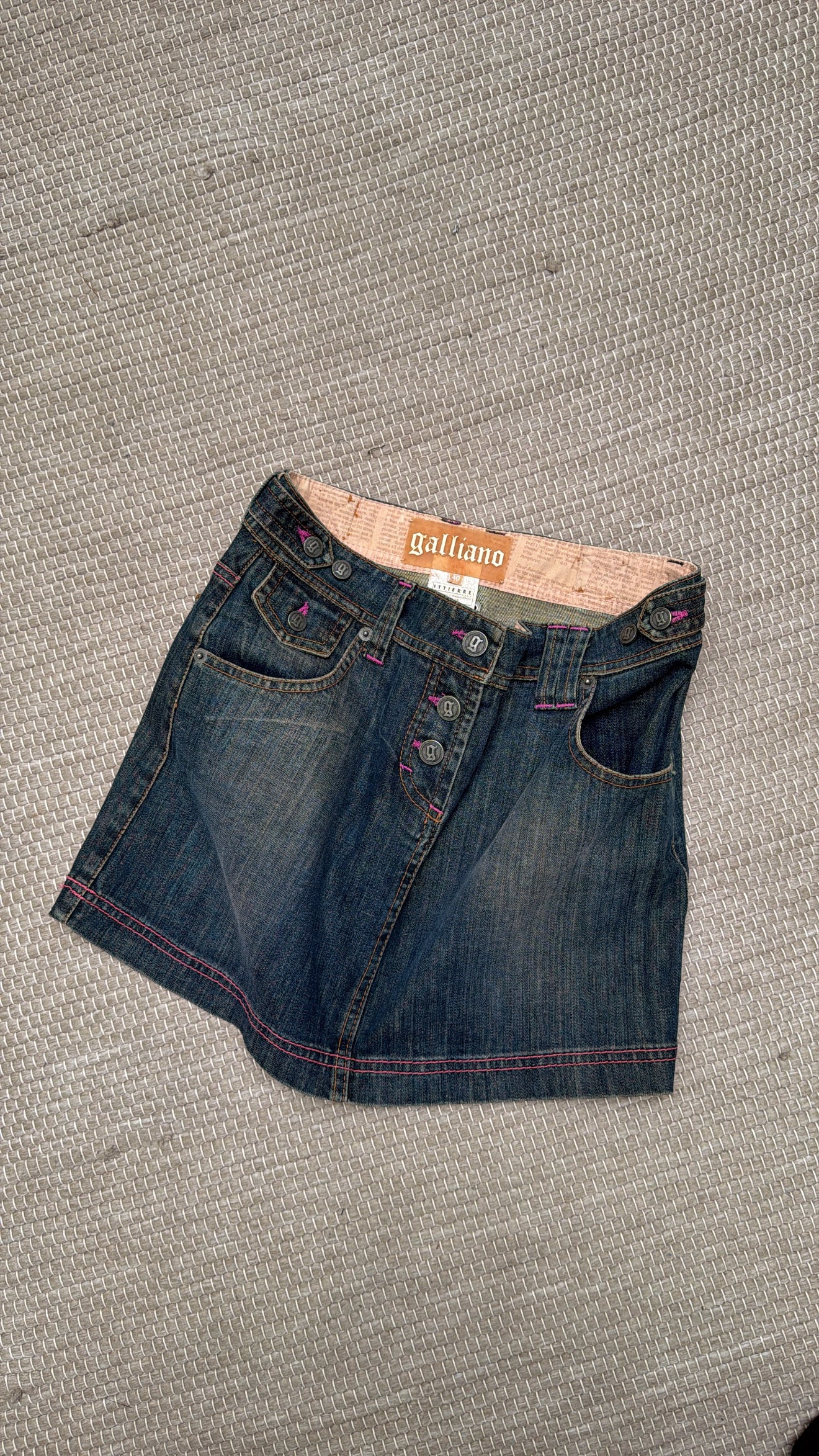 Galliano embroidered denim mini skirt