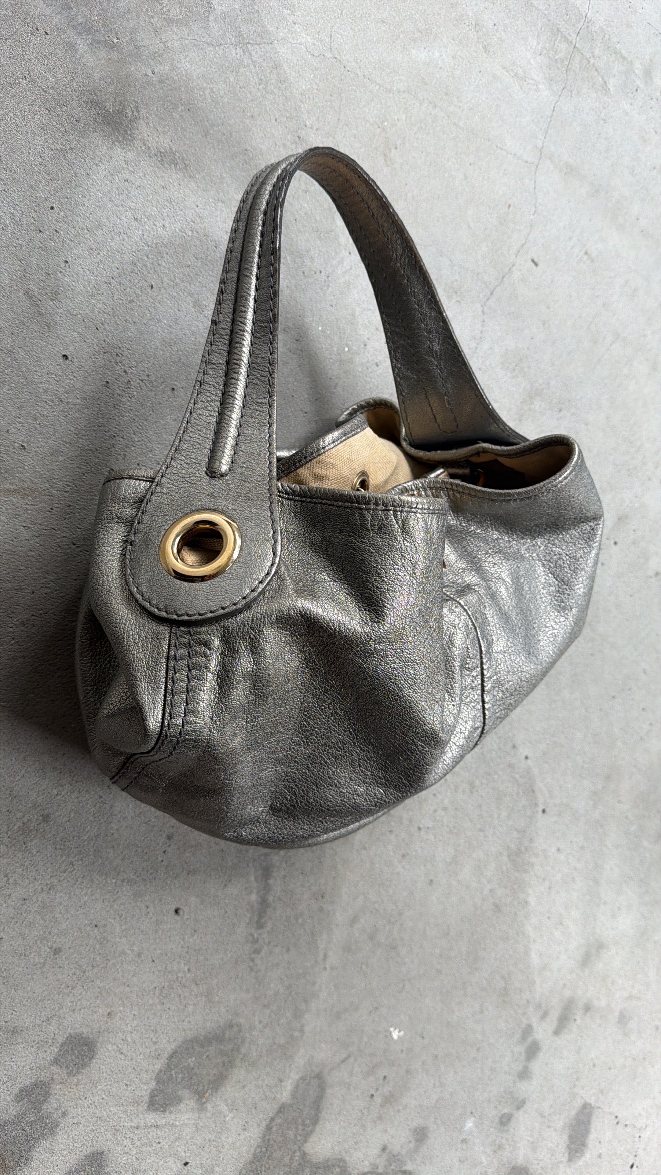 Yves Saint Laurent metallic hobo bag