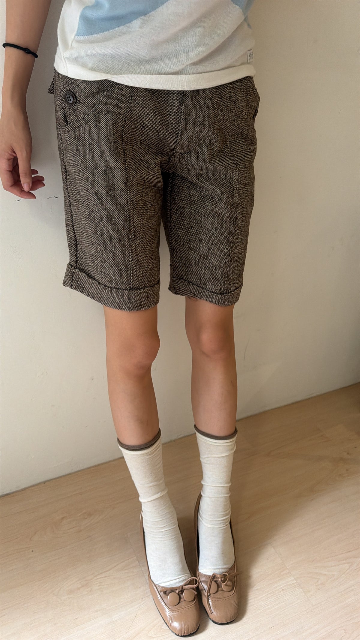 Brown Tweed Shorts