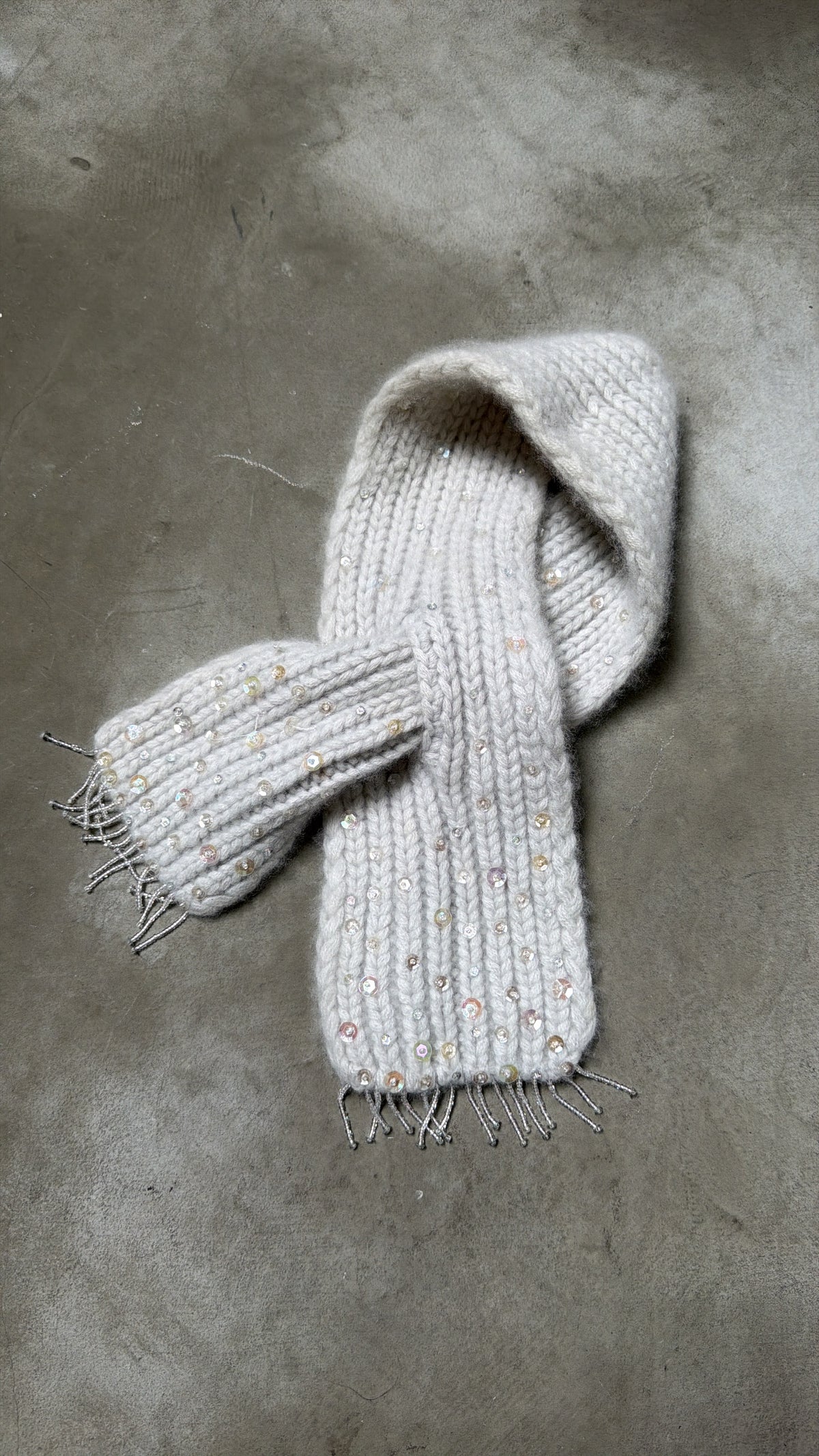 Light Blue Sequin Mini Scarf