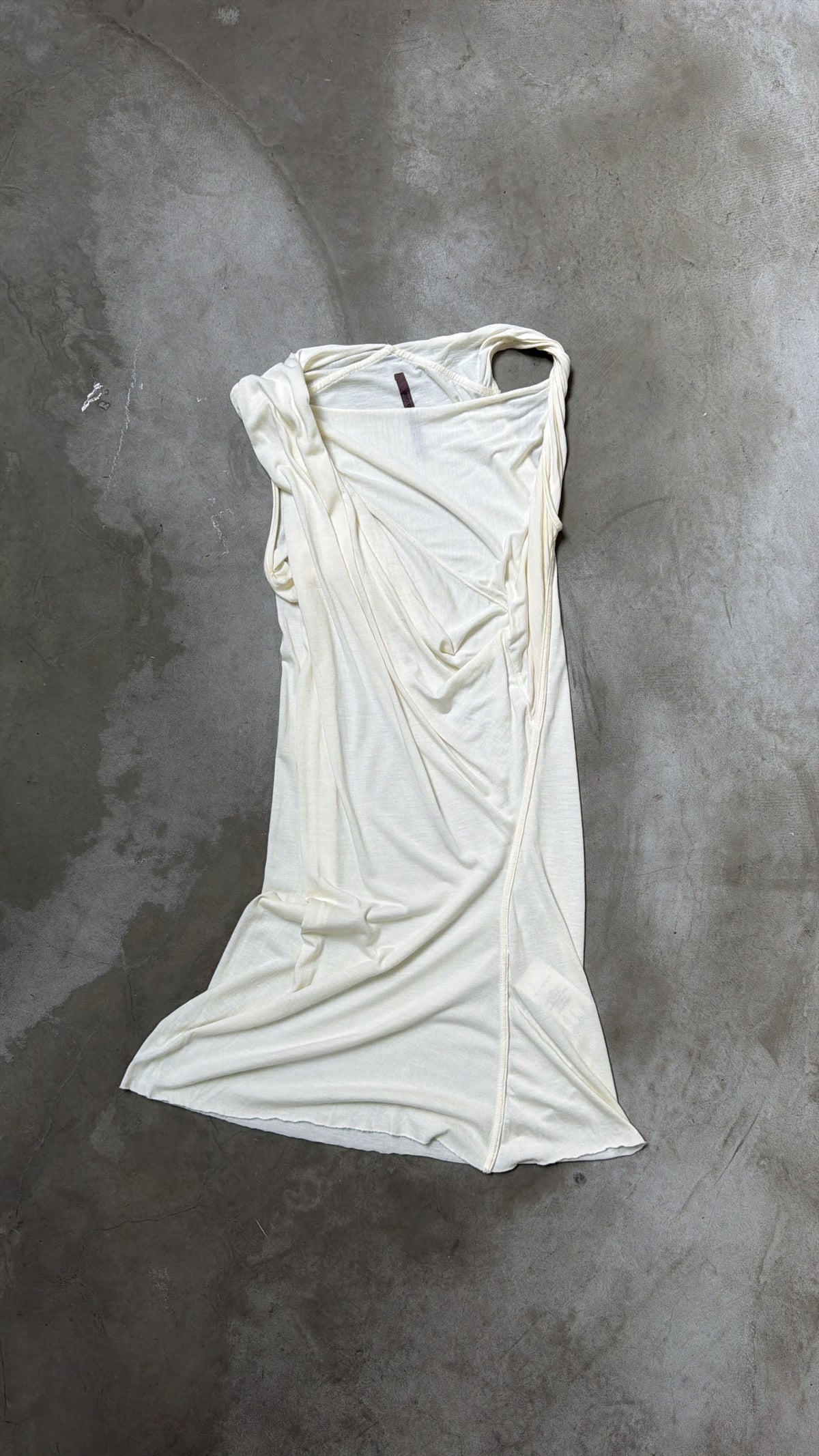 Rick Owens Cream Ruched Dress