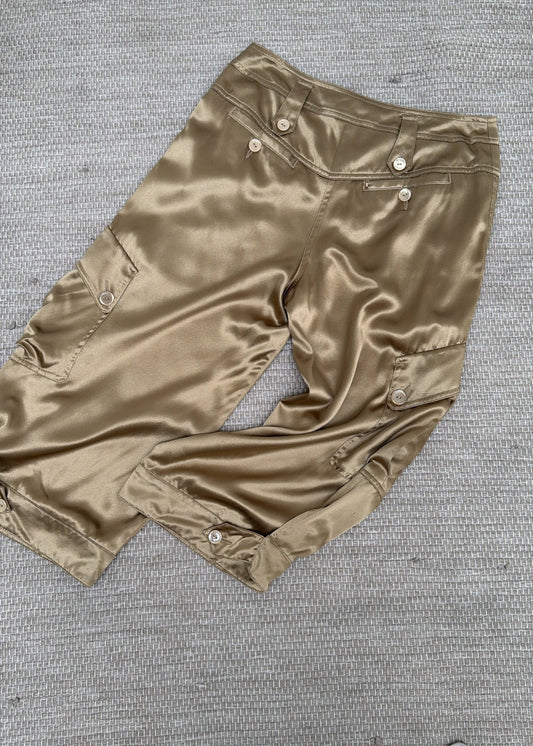 Sportmax gold satin cropped wide-leg pants