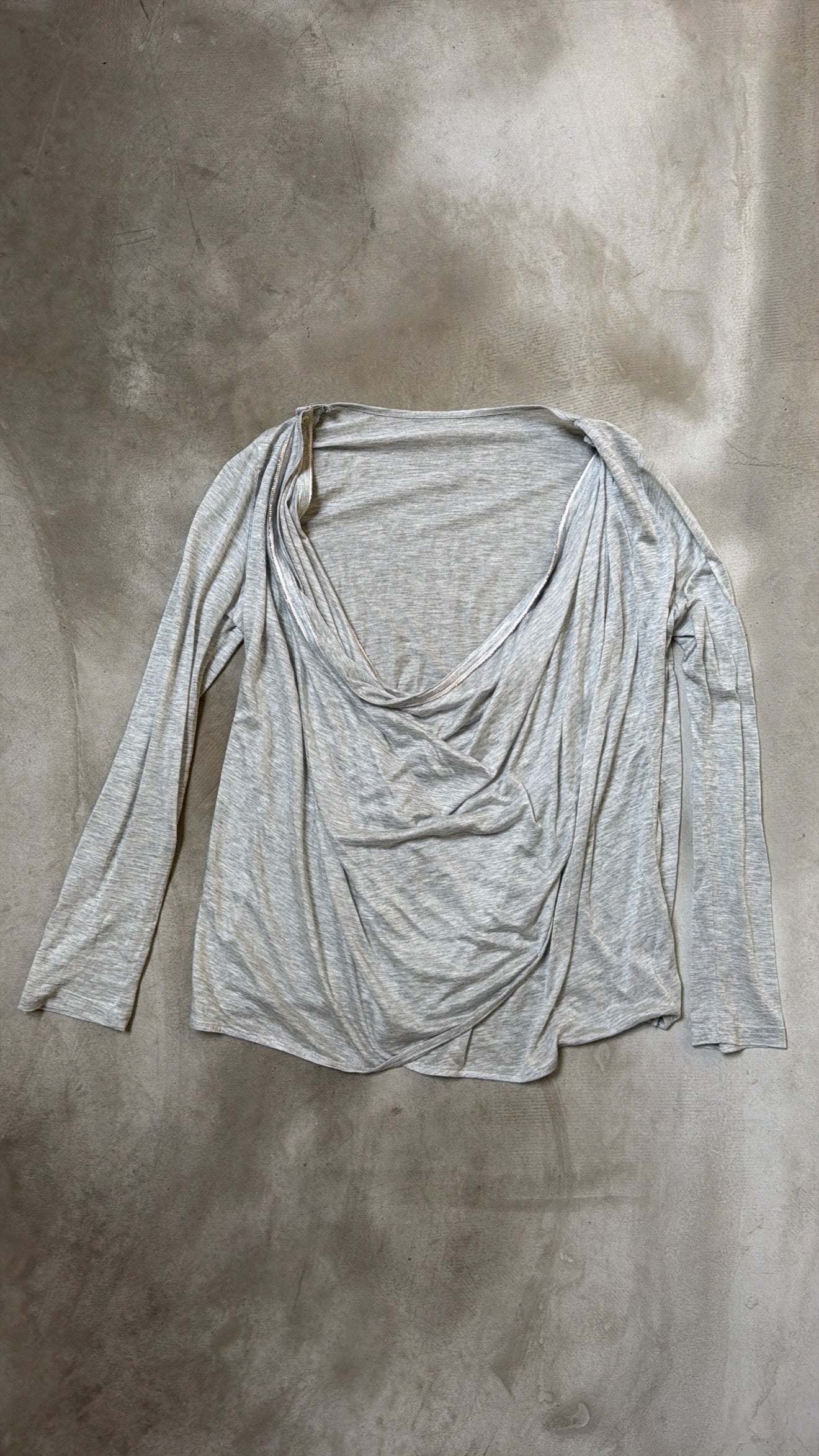 Grey Draped Long Sleeve Top