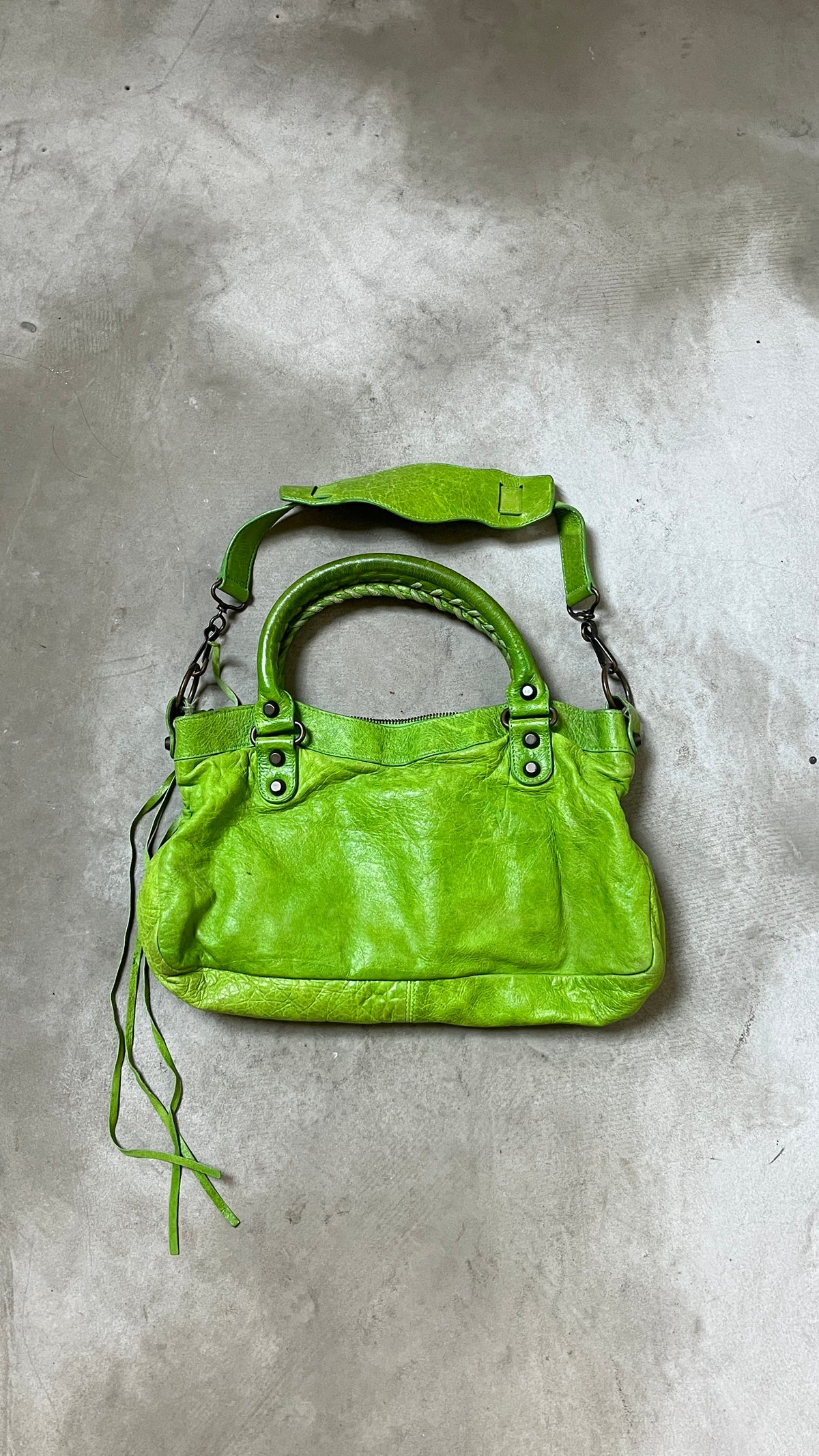 Balenciaga Apple Green Motorcycle City Bag