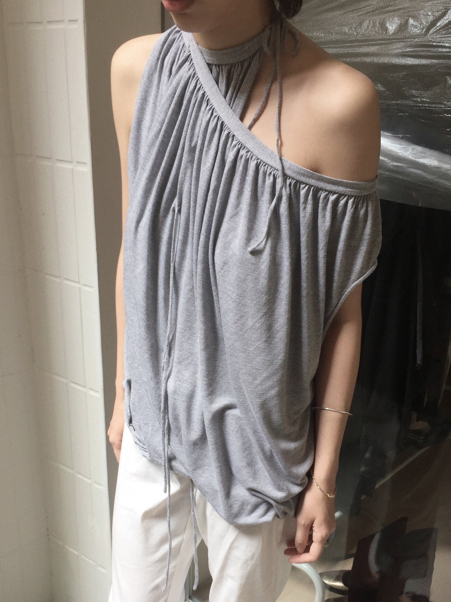 Grey Multi-Way Drape Top