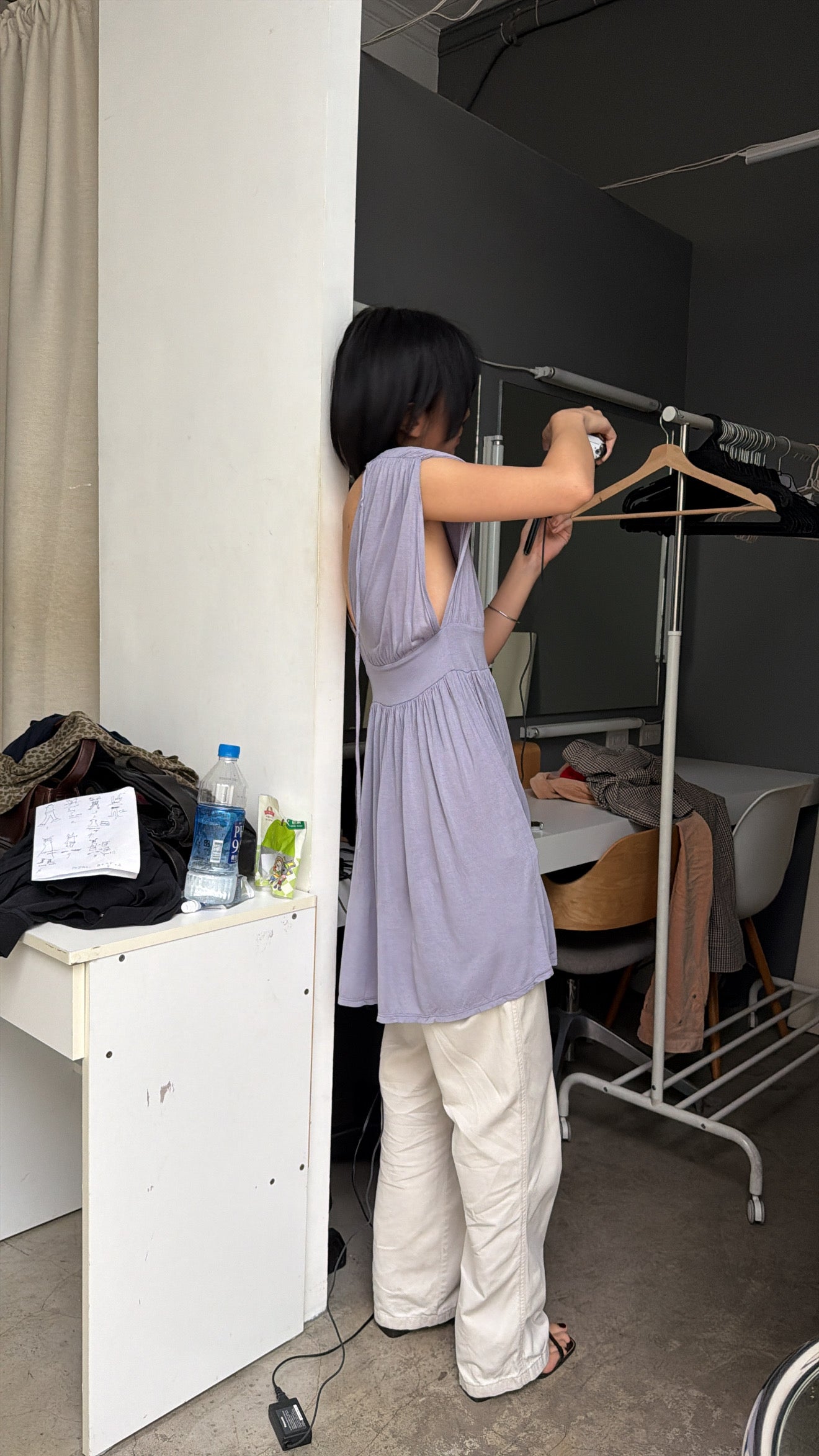 US-Made Violet Draped Sleeveless Top