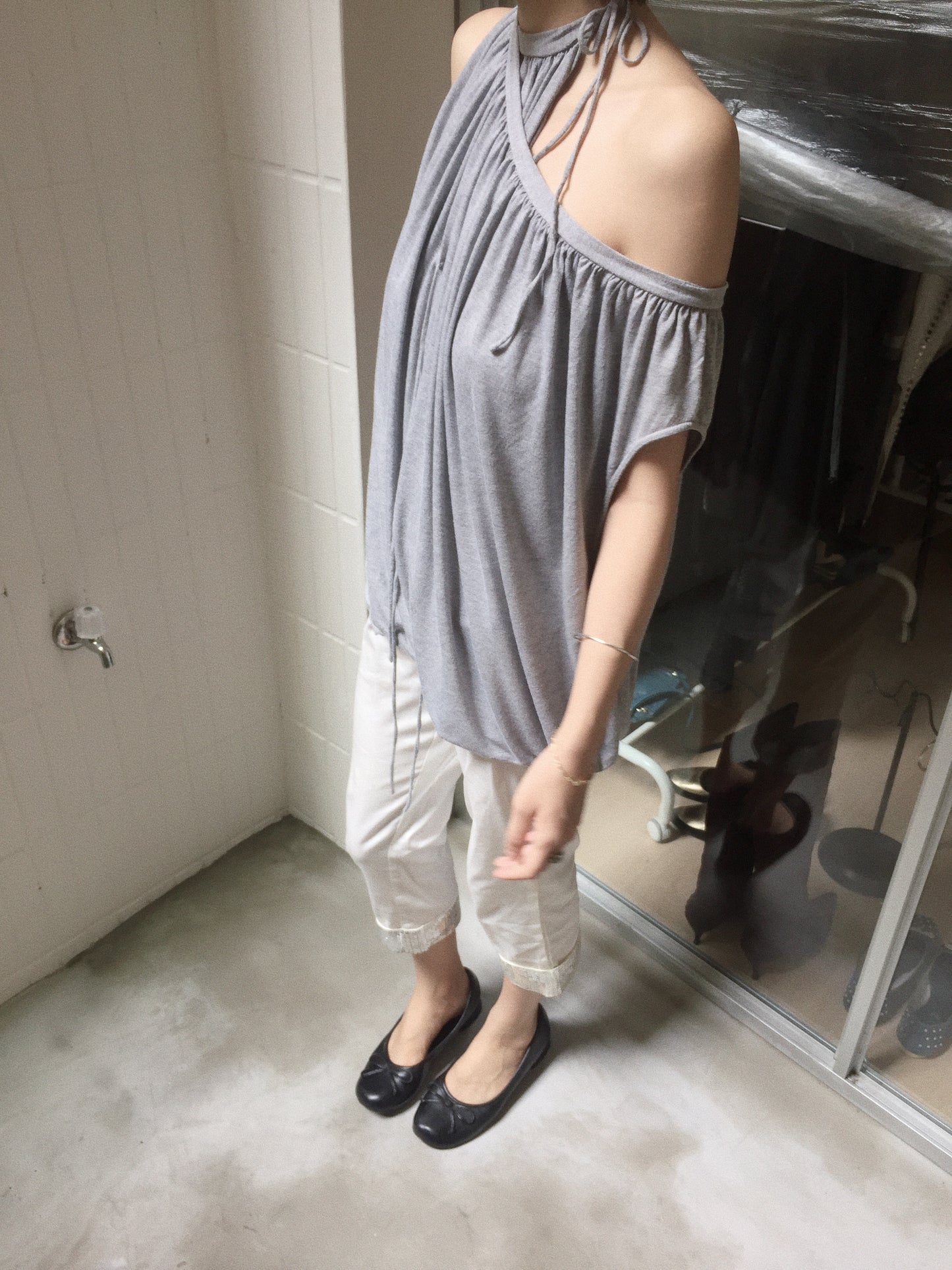 Grey Multi-Way Drape Top