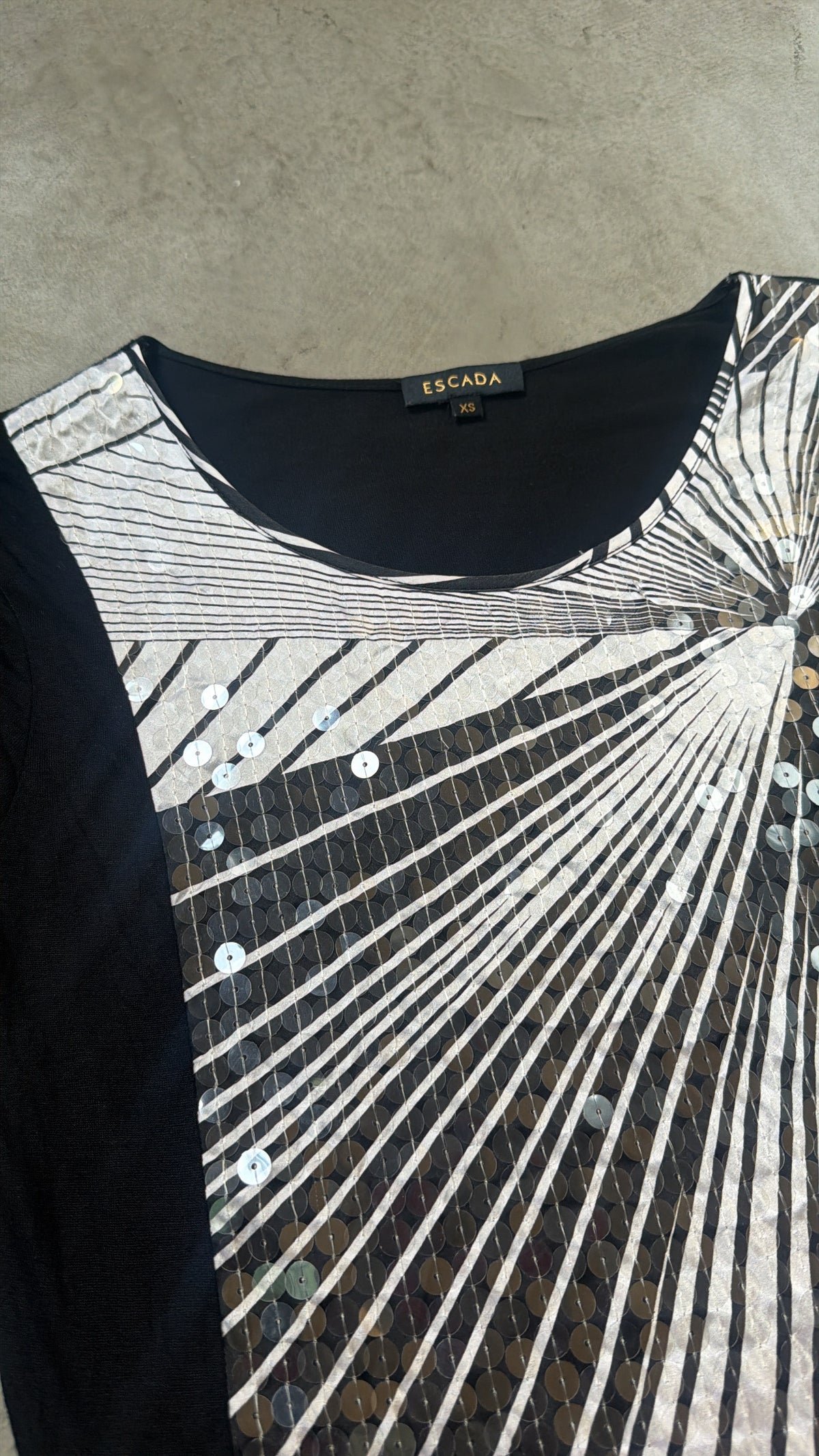 Black Sequin Graphic Top