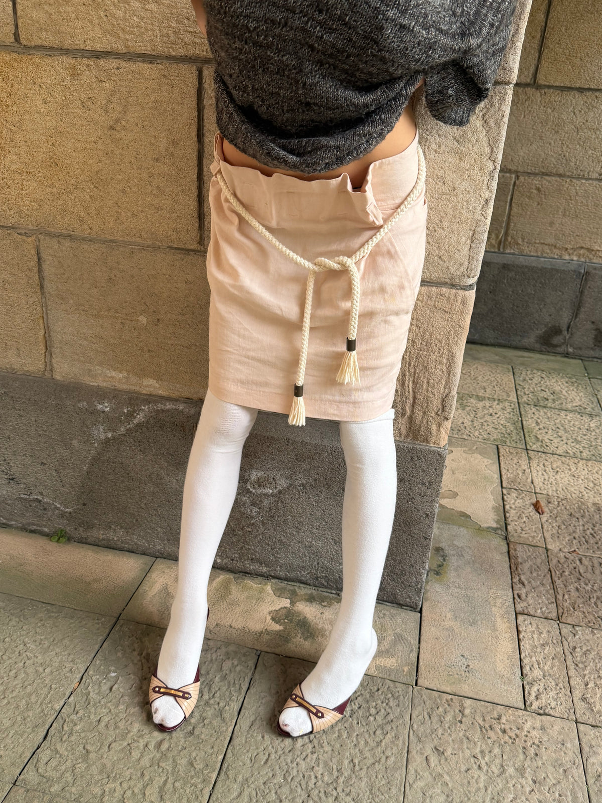 See by Chloé Pale Pink Rope-Tie Mini Skirt