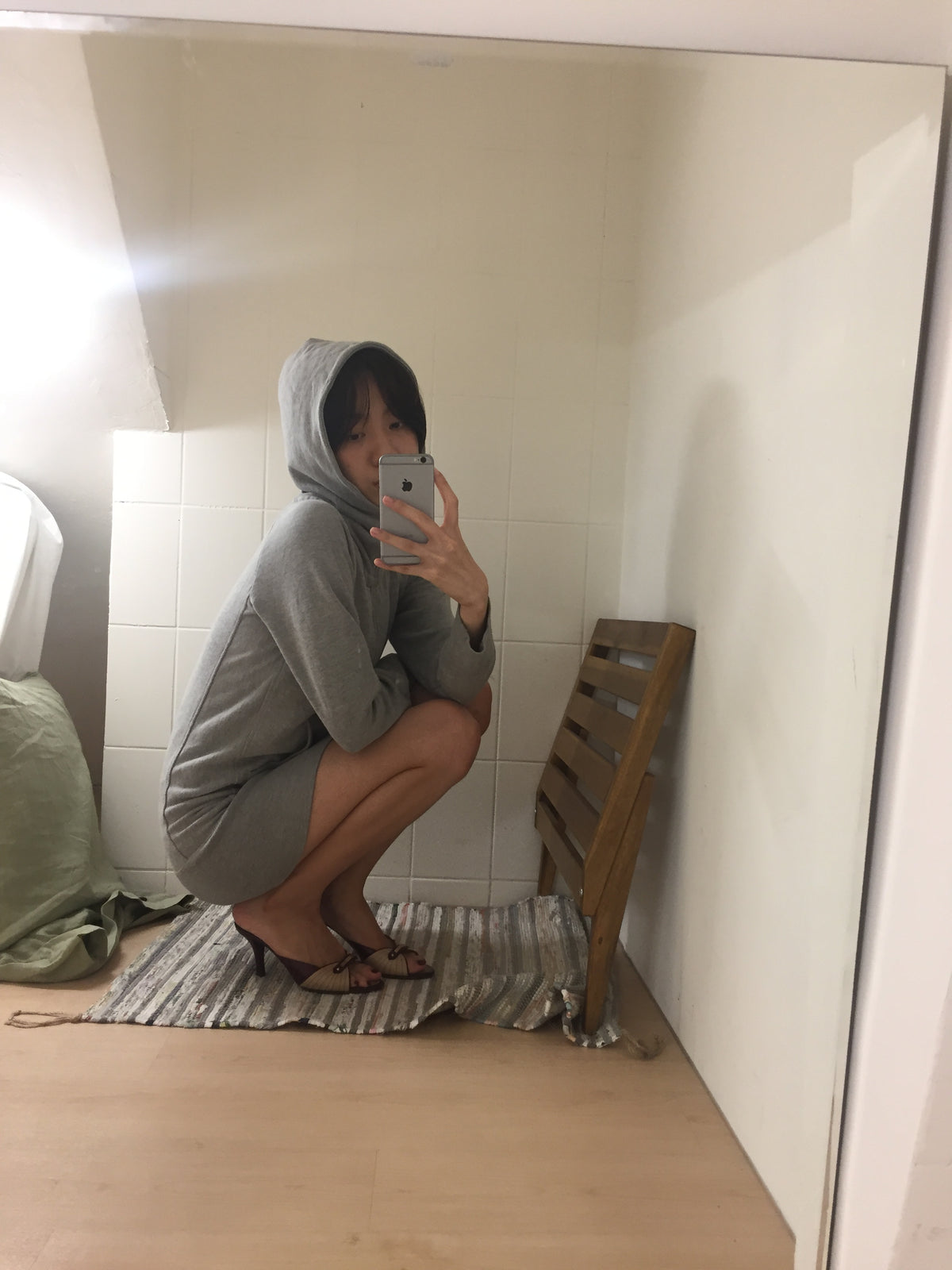 Grey Long Hooded Jacket
