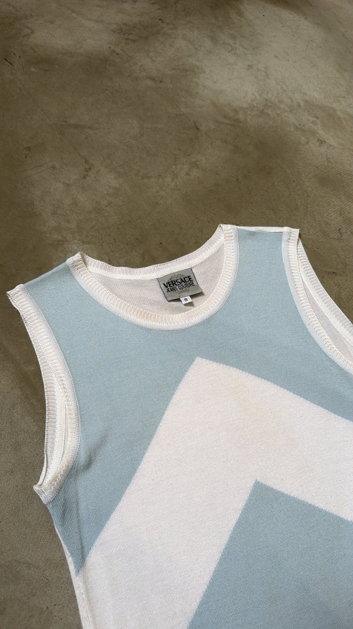 Versace Blue & White Stripe Knit Vest