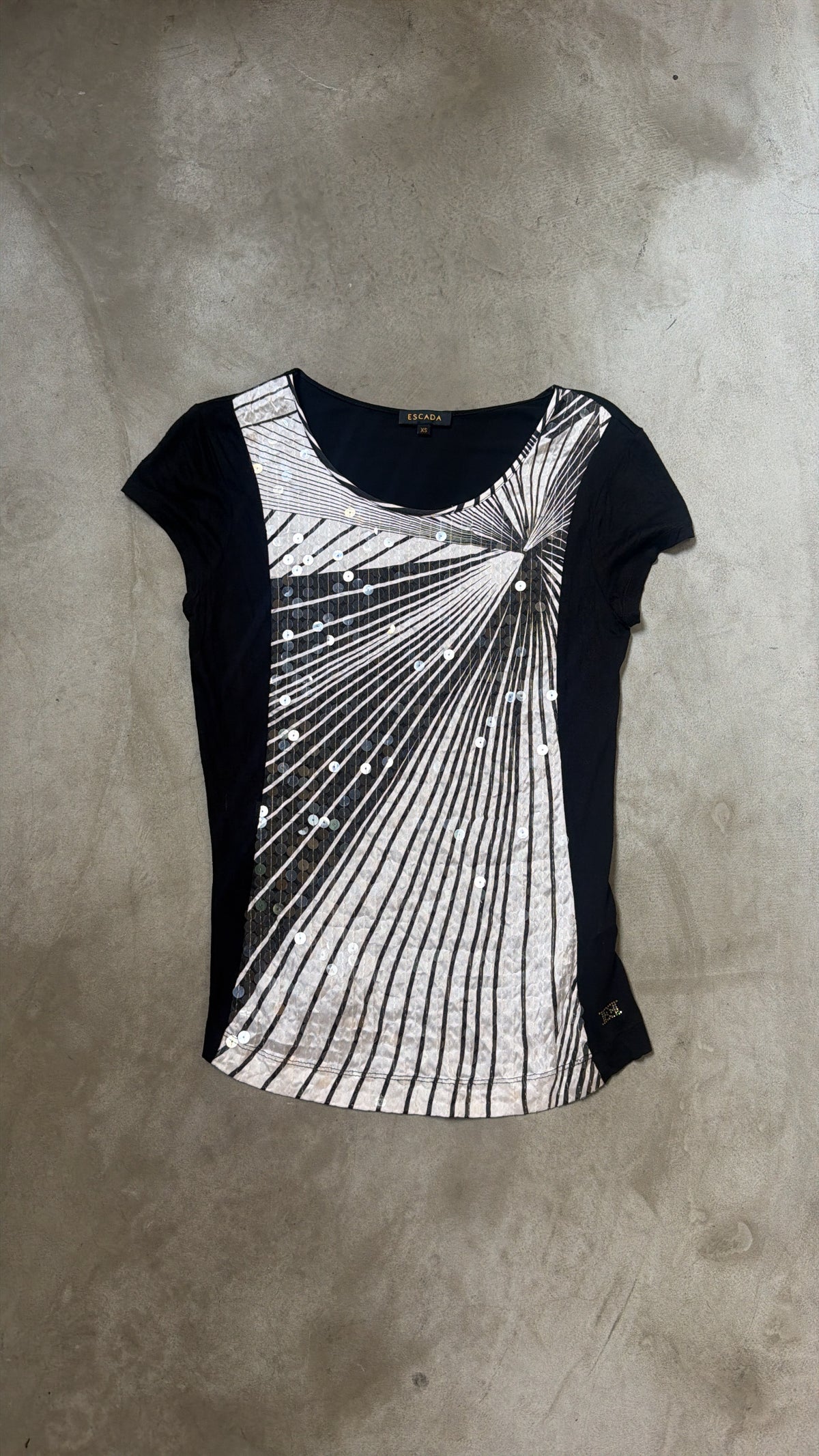 Black Sequin Graphic Top