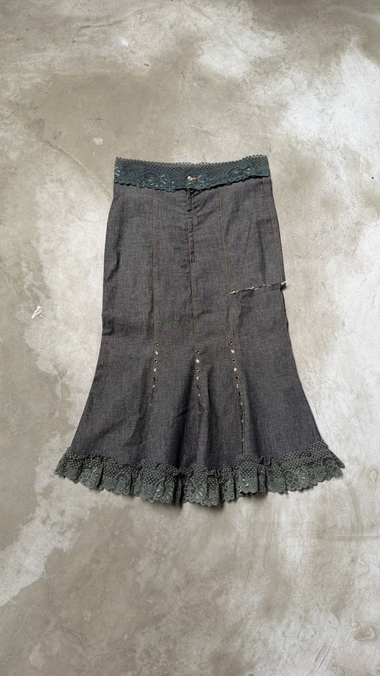 Vintage Sandro Distressed Lace Mermaid Skirt