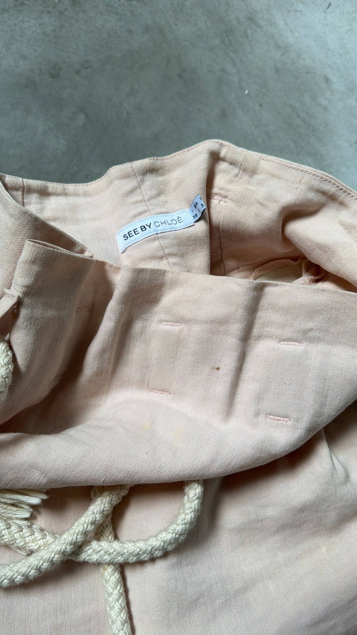 See by Chloé Pale Pink Rope-Tie Mini Skirt