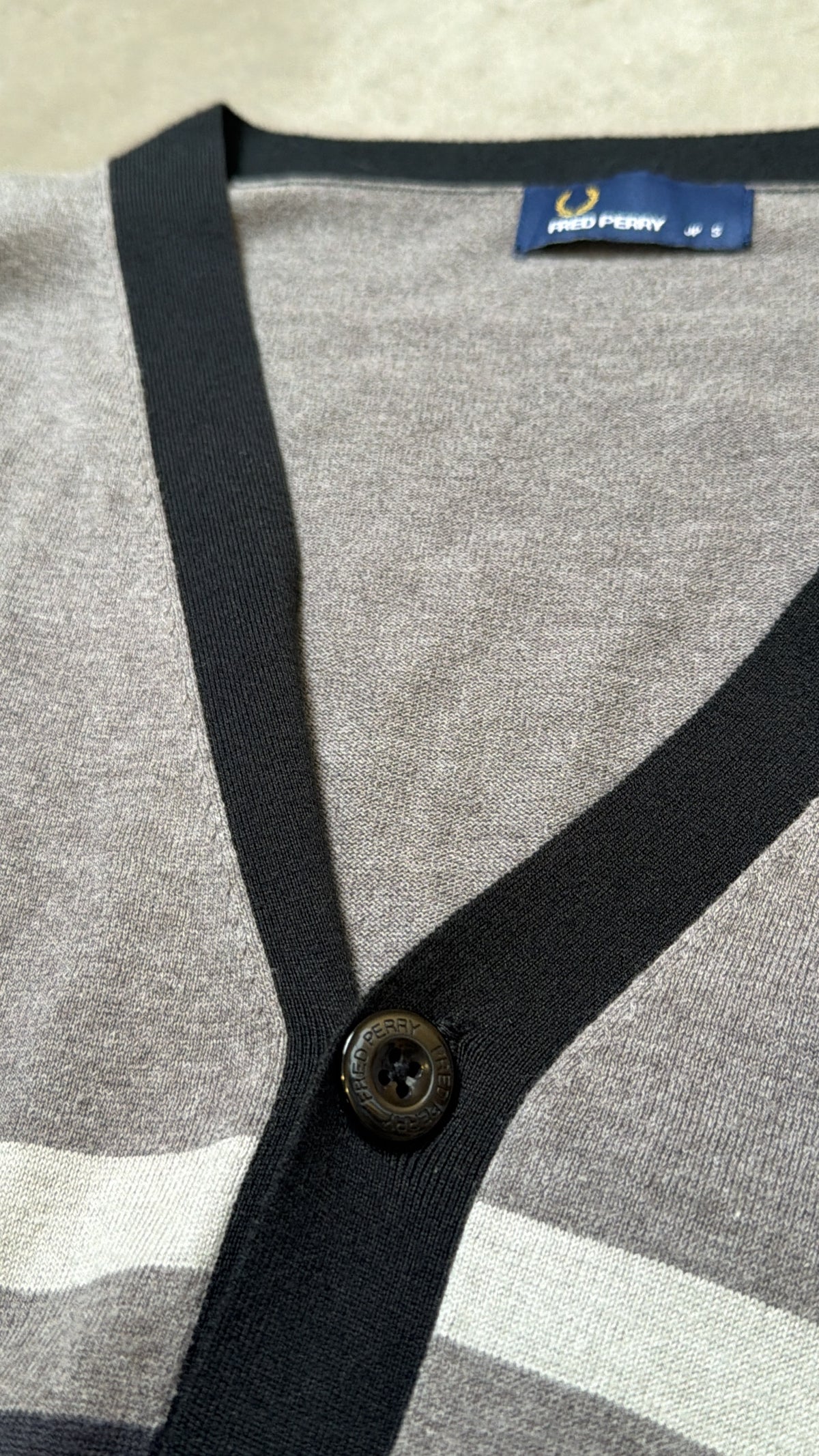 Fred Perry Grey Stripe Cardigan