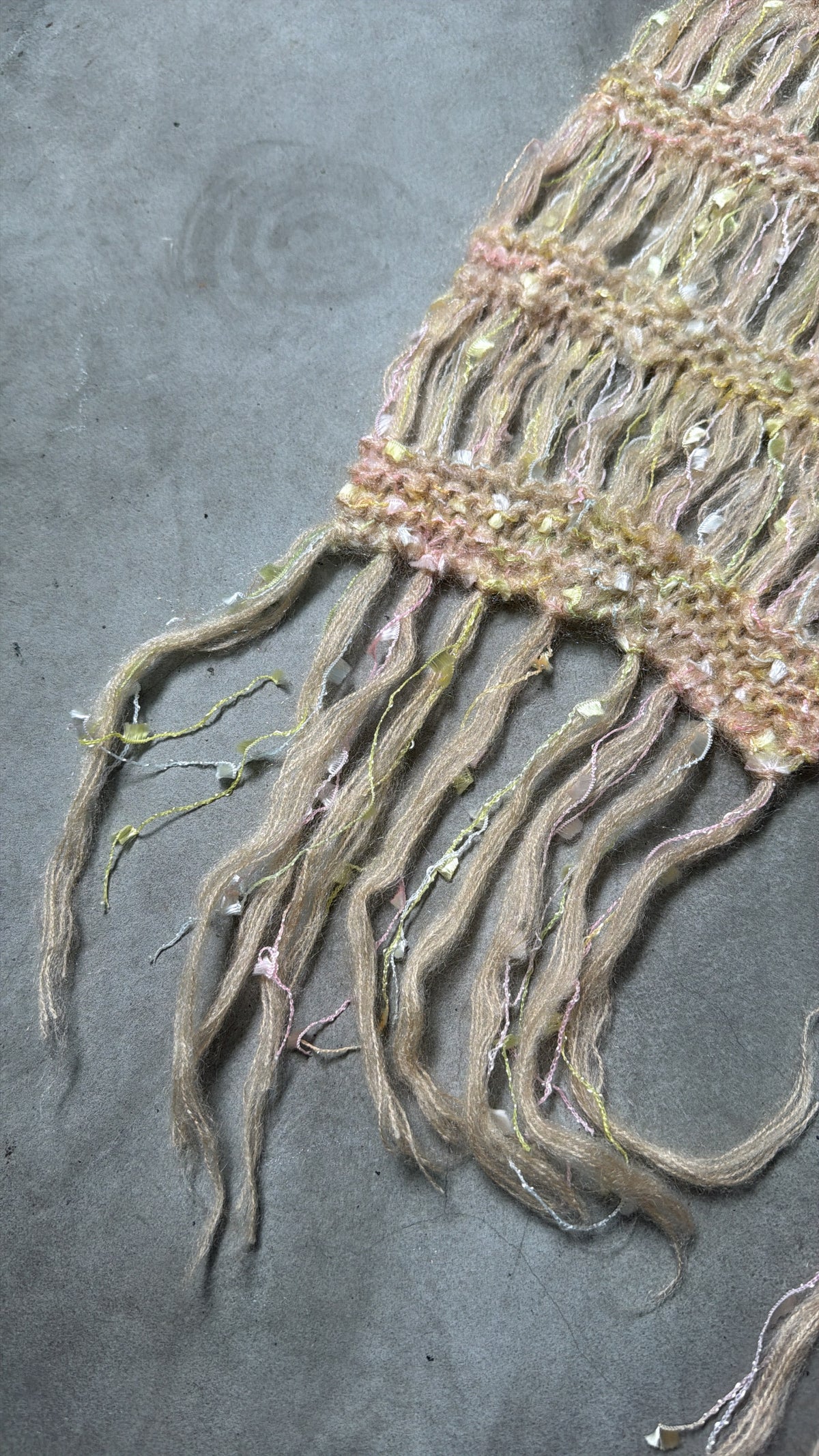 Pastel Fringe Knit Scarf