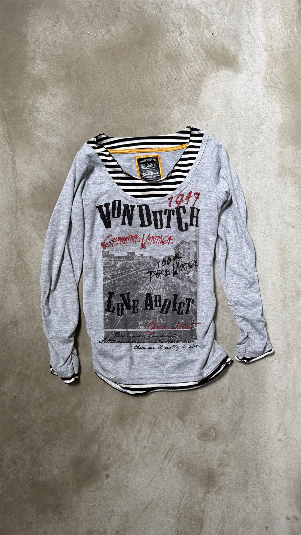 Grey Graphic Long-Sleeve Top