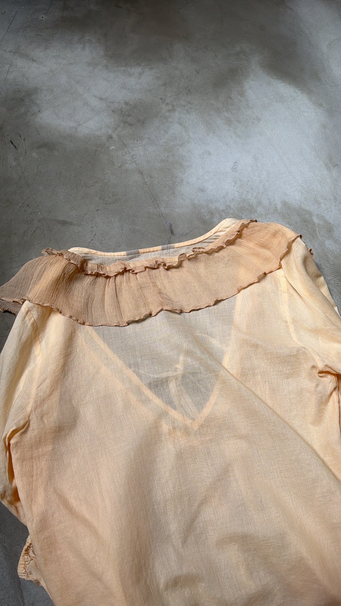 Cream Lace-Up Ruffle Blouse