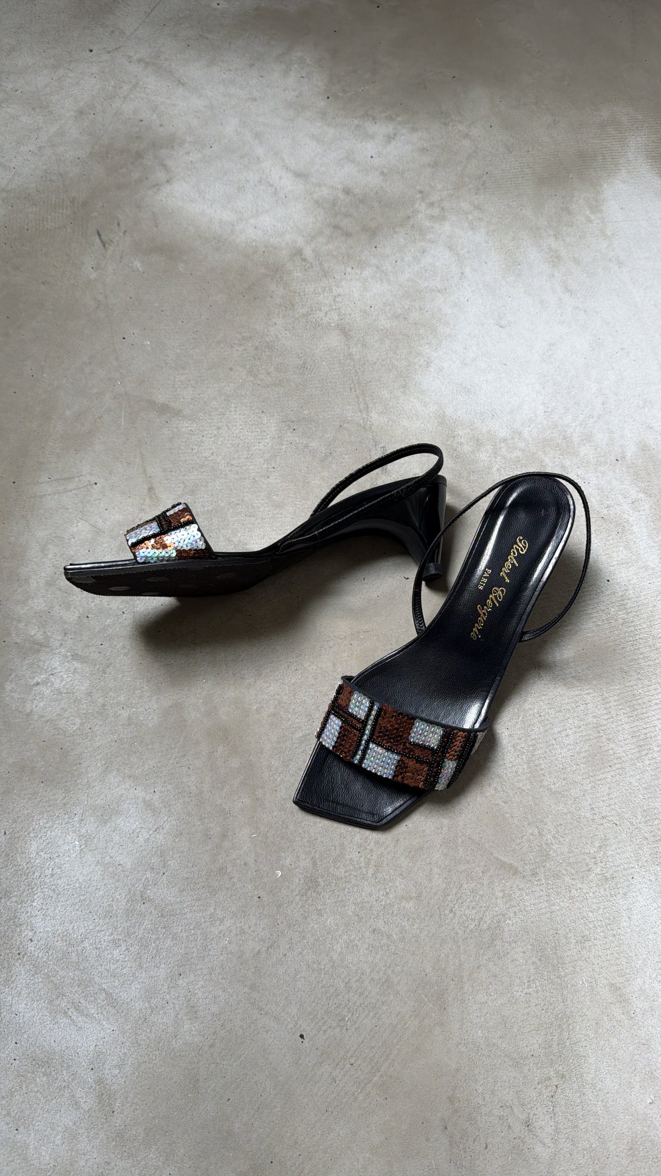Sequin Kitten Heel Sandals