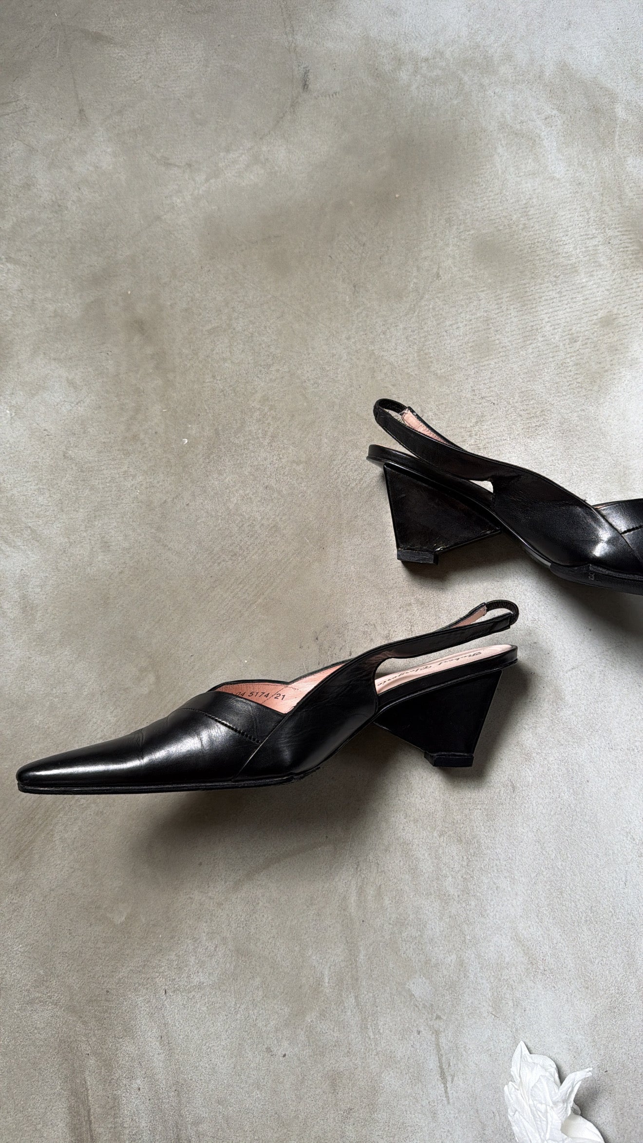 French-Made Black Slingback Wedges