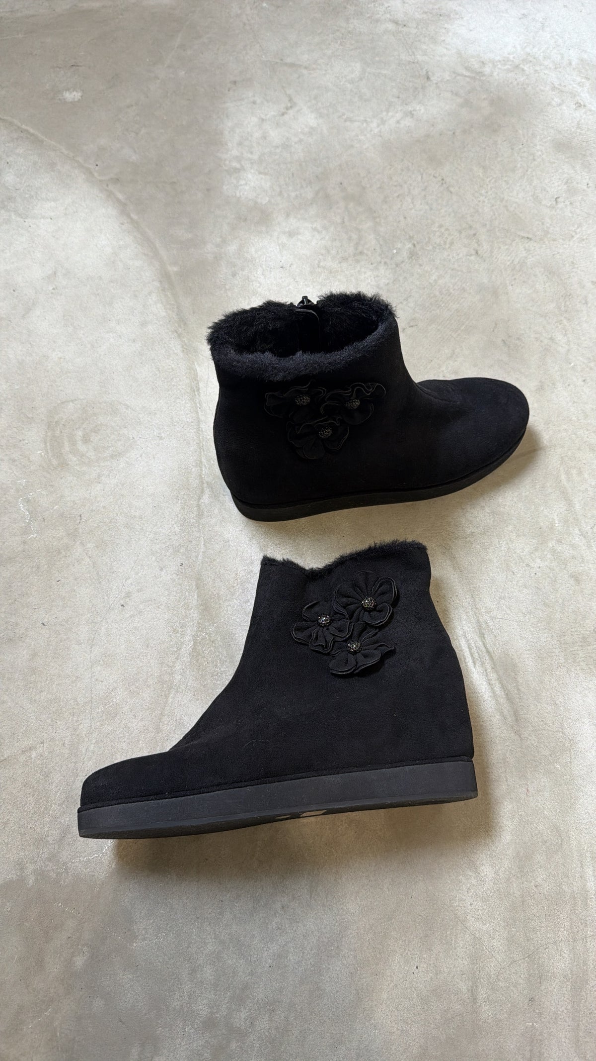 Black Fur-Lined Ankle Boots