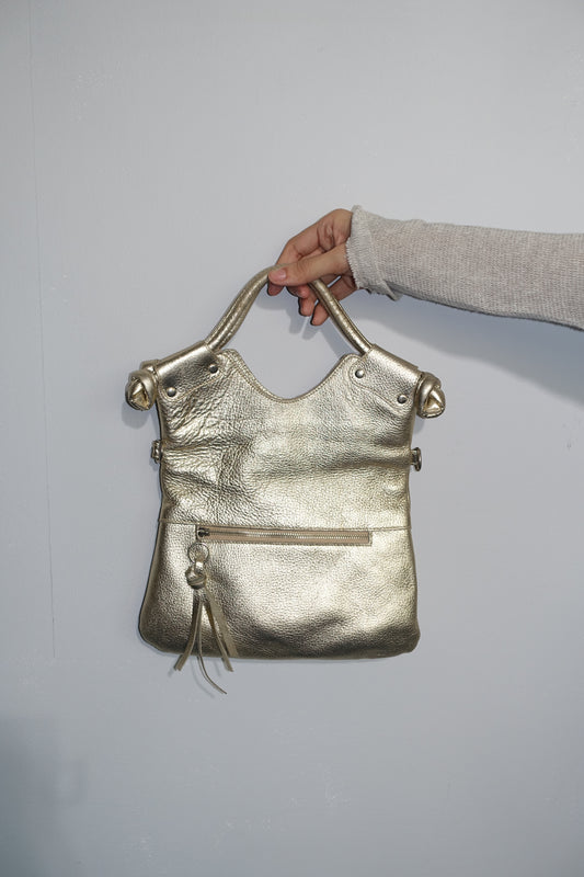Y2K NYC gold champagne gold 2-way bag