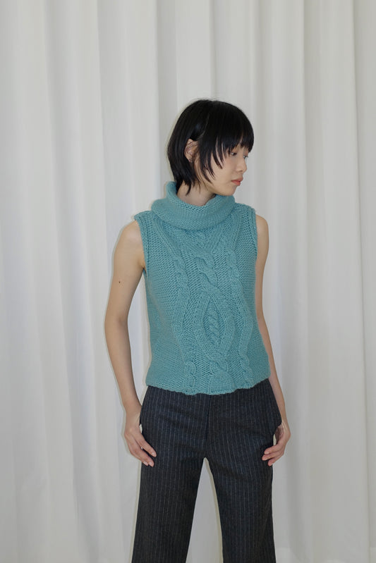 Italian brand aqua green knit vest