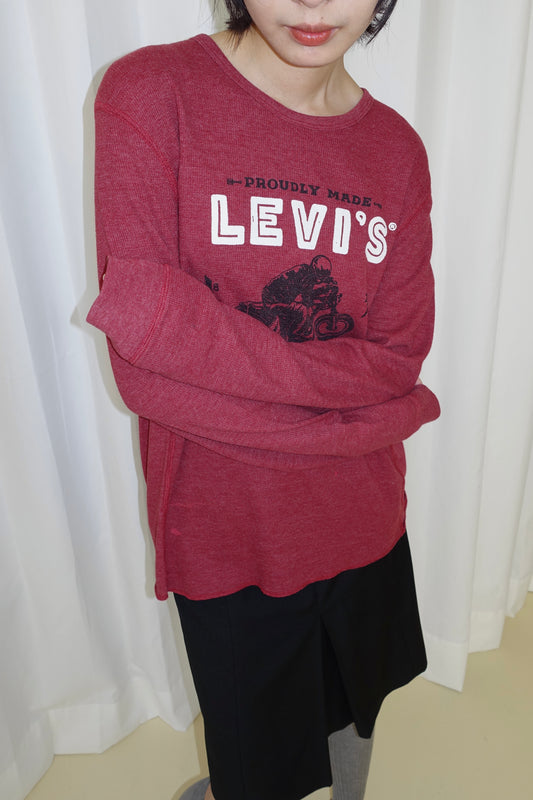 Levi's red waffle-knit motorcycle long sleeve