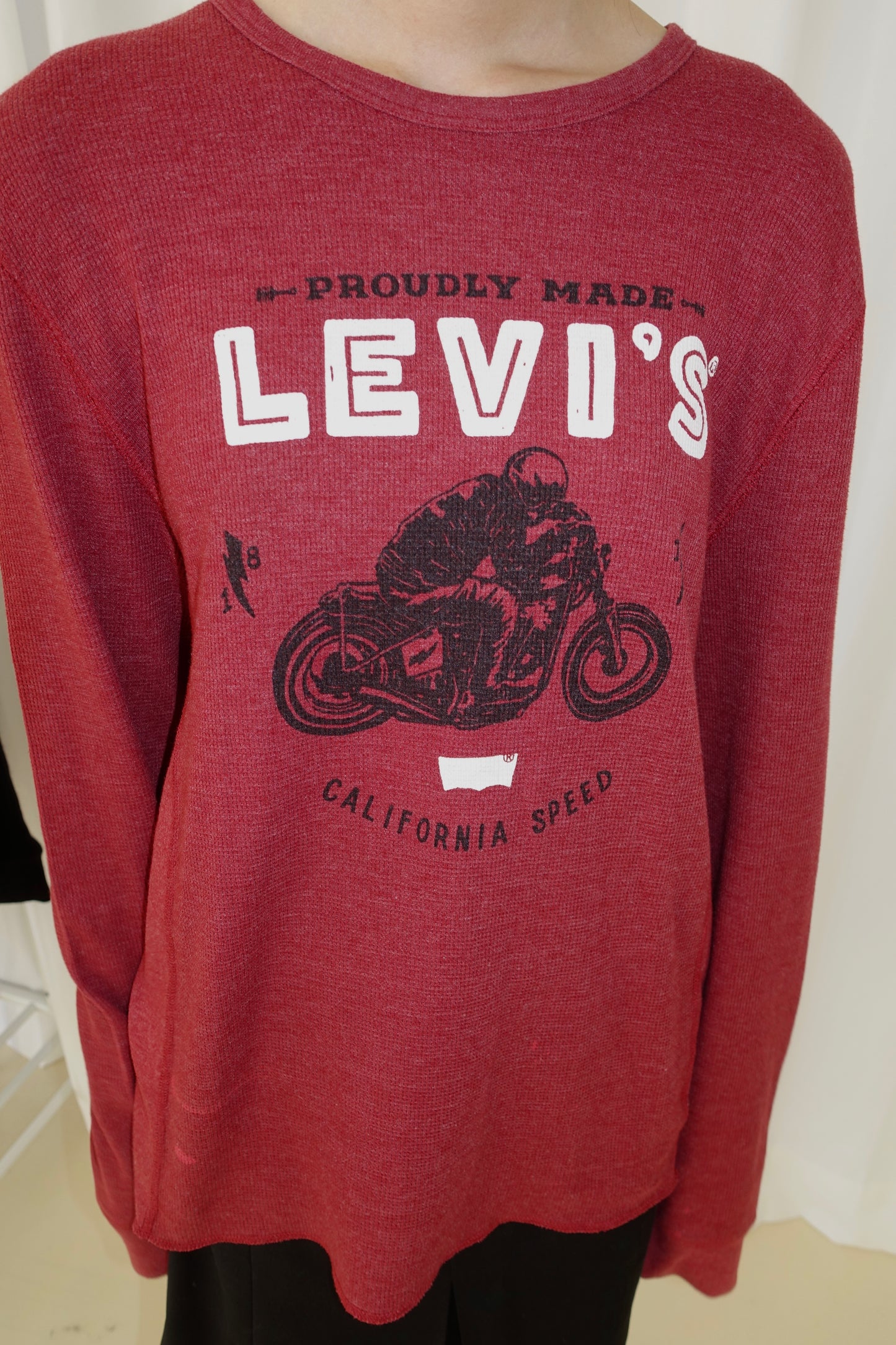 Levi's red waffle-knit motorcycle long sleeve