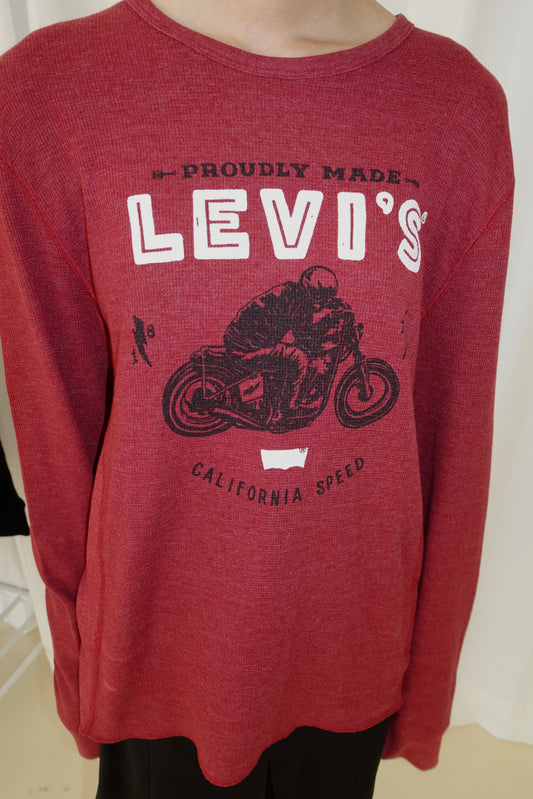 Levi's red waffle-knit motorcycle long sleeve