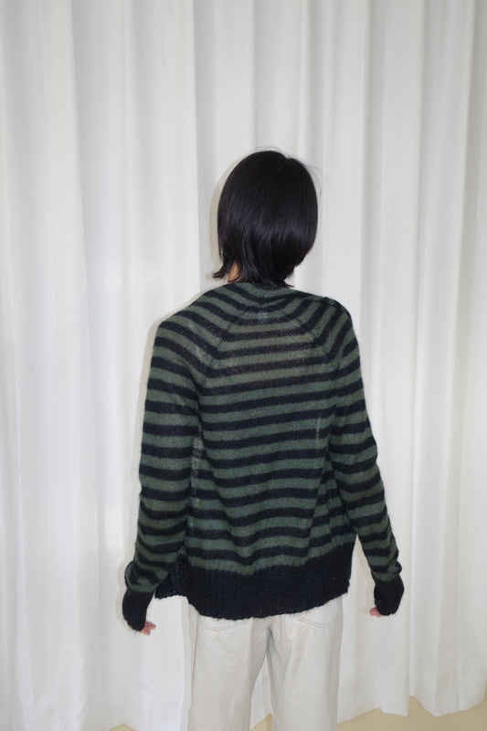 MAX&Co. green striped knit wrap top