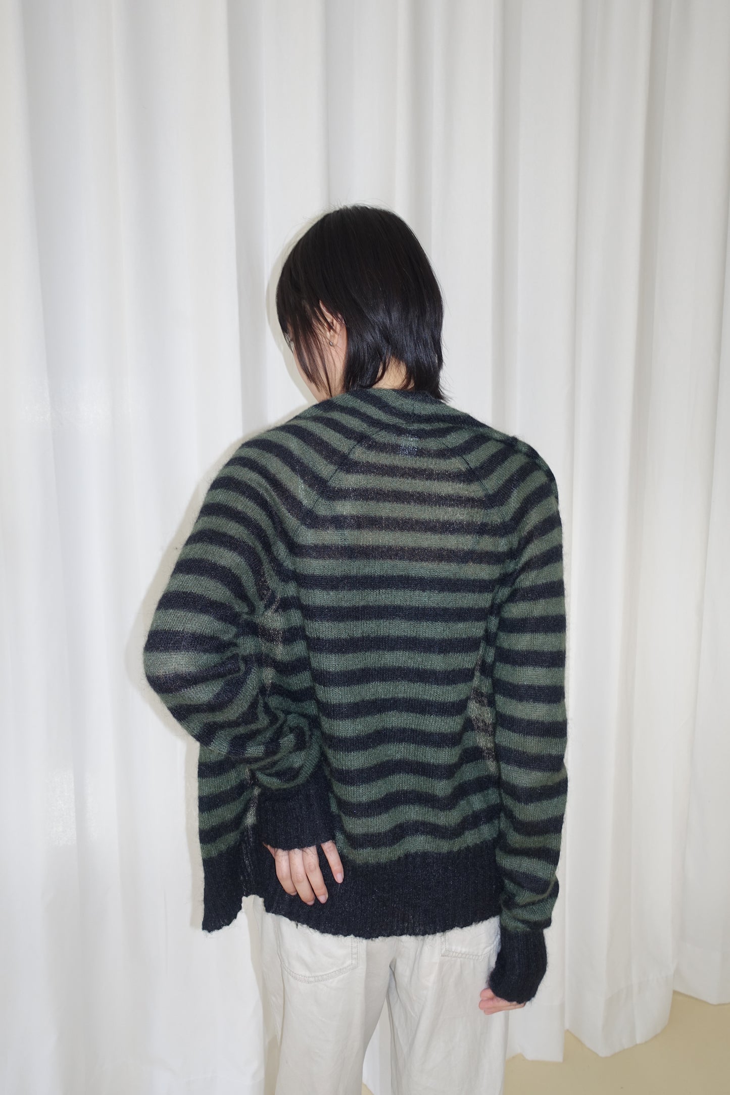 MAX&Co. green striped knit wrap top