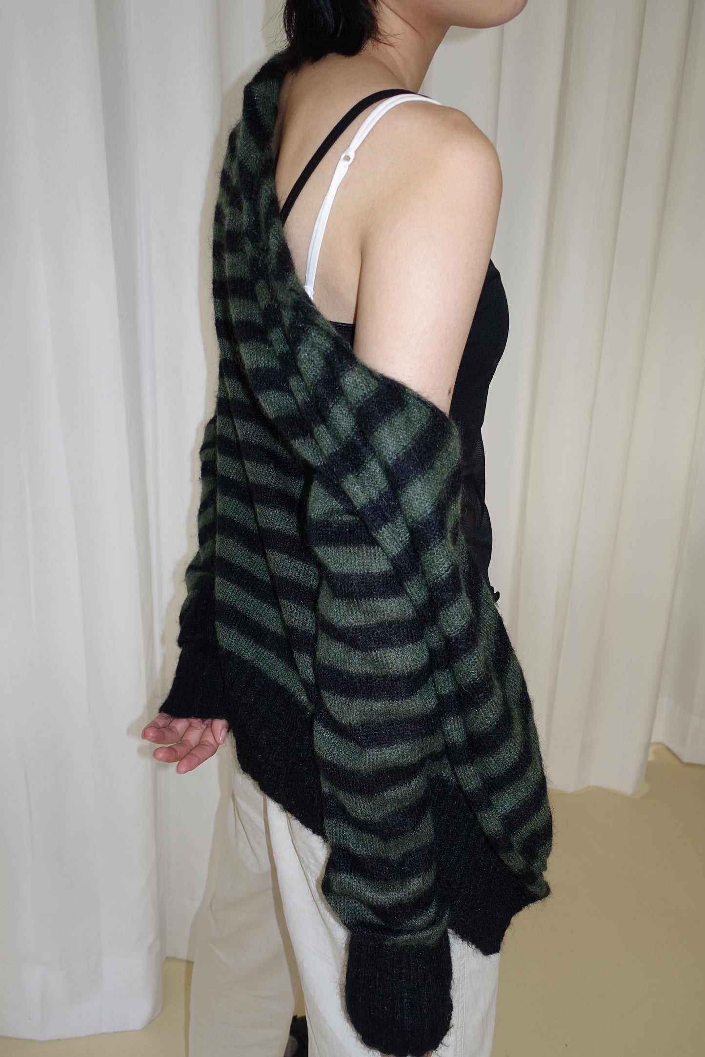 MAX&Co. green striped knit wrap top