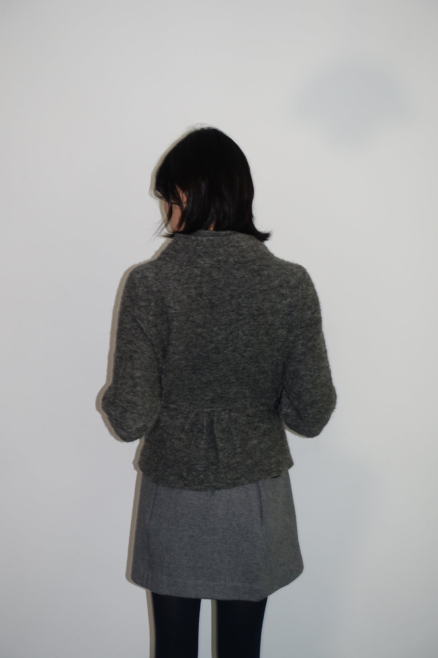 Italian-made grey 套袖毛衣