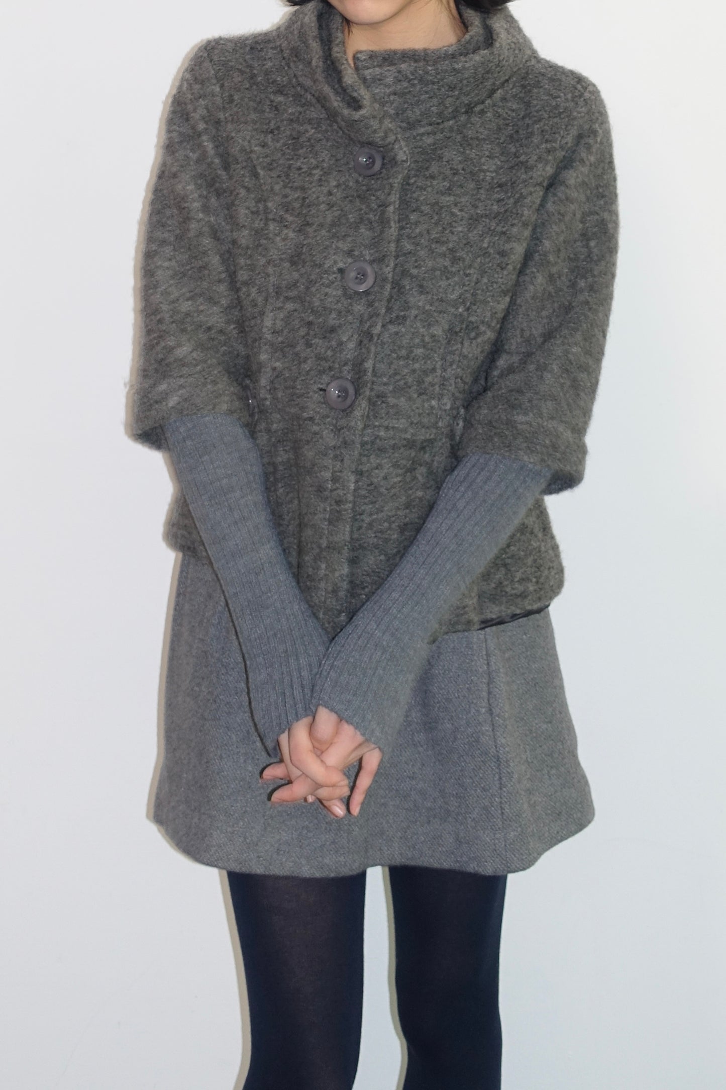 Italian-made grey 套袖毛衣