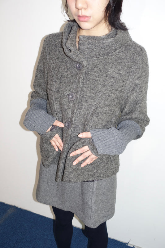 Italian-made grey 套袖毛衣
