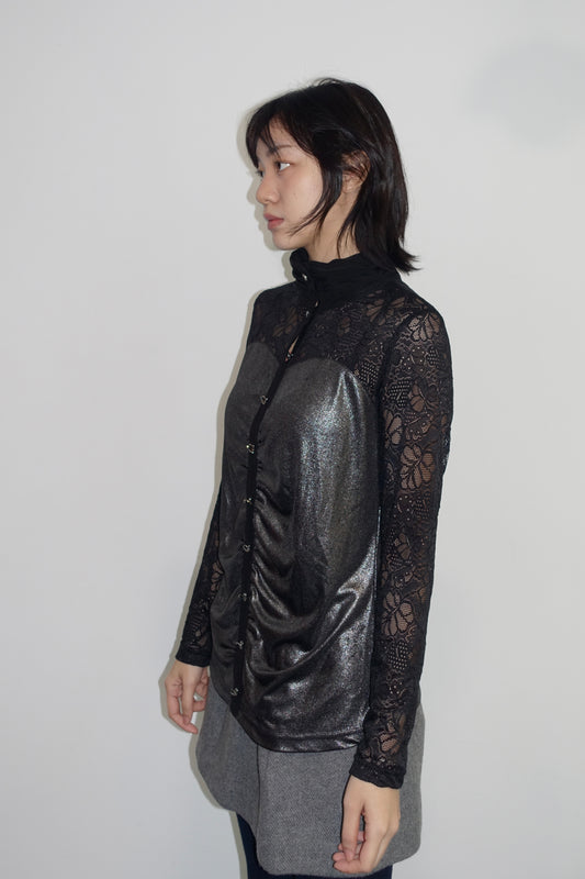 Italian-made black lace shirt