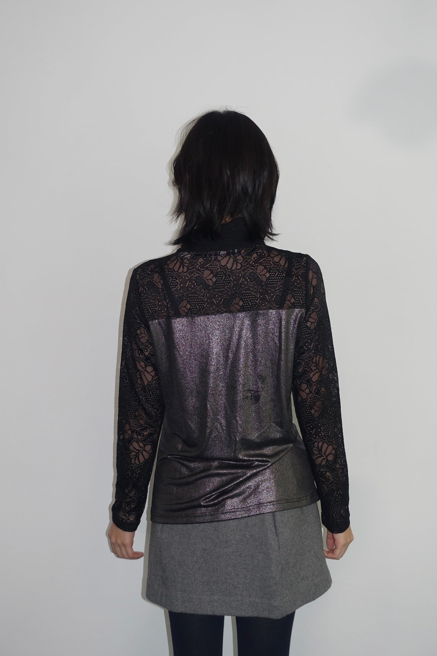 Italian-made black lace shirt