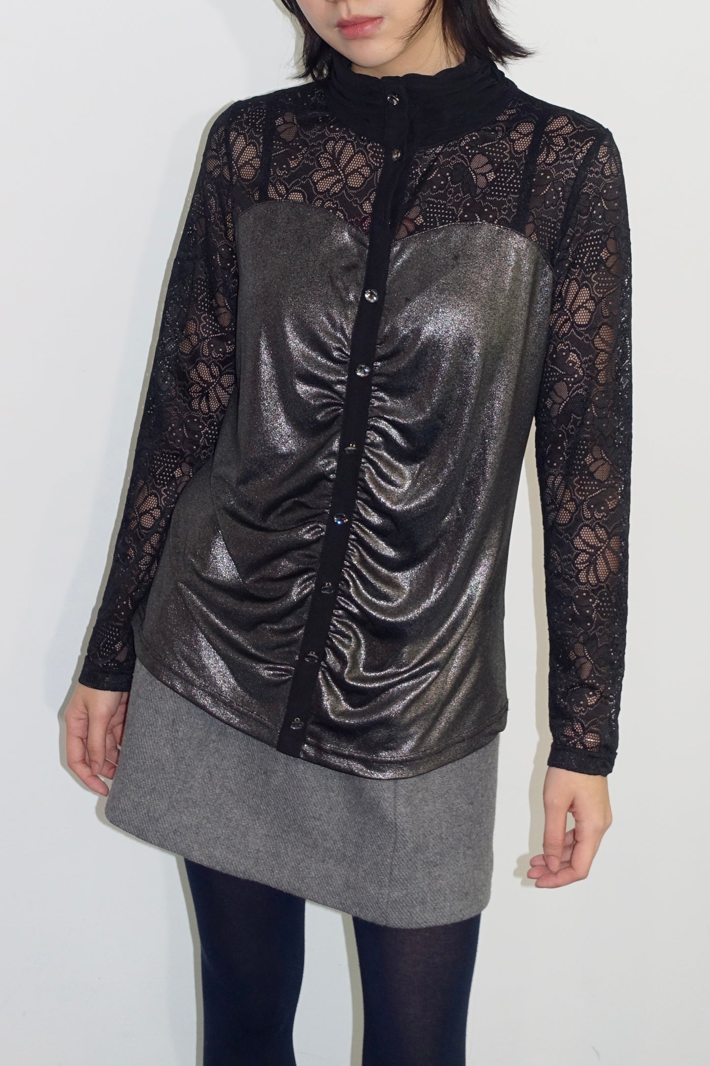 Italian-made black lace shirt