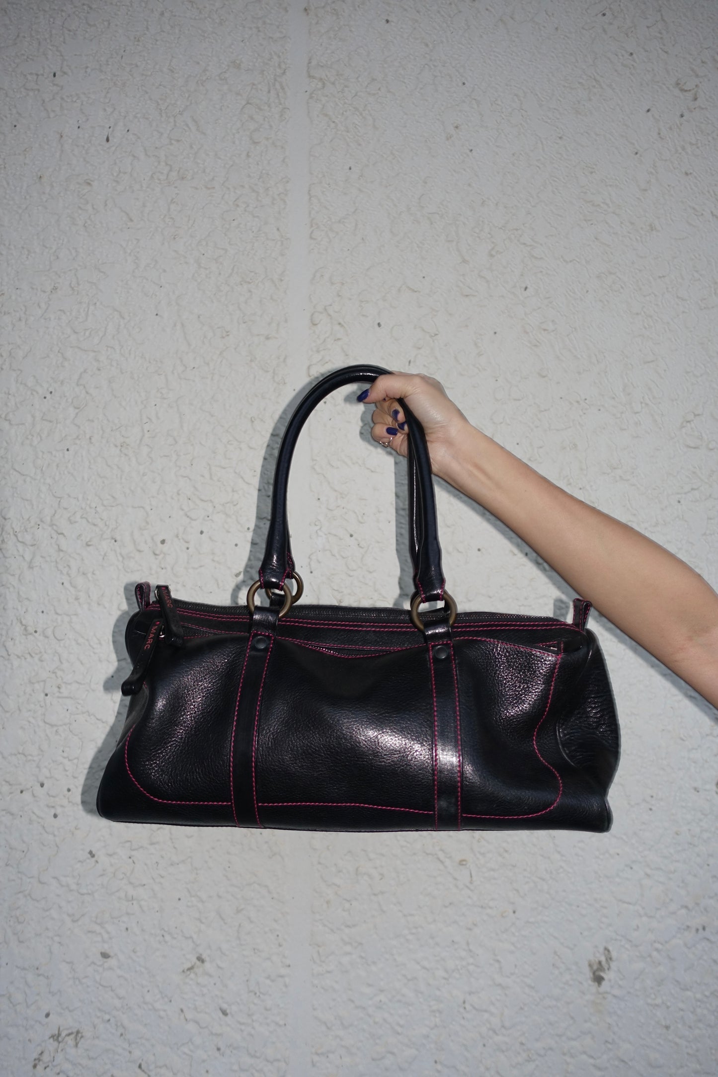 Marc Jacobs Bowling Bag with pink stitching