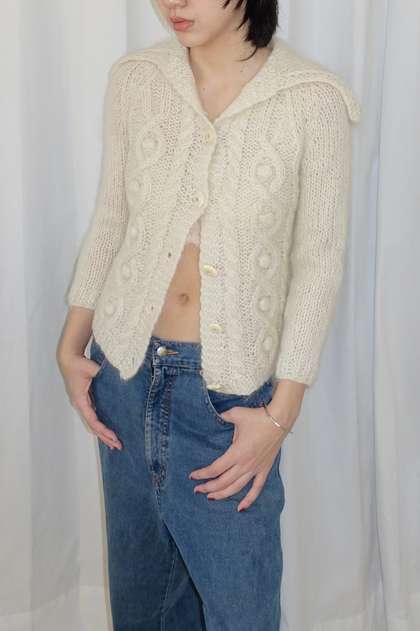 US brand mohair chunky knit cardigan 粗針織上衣
