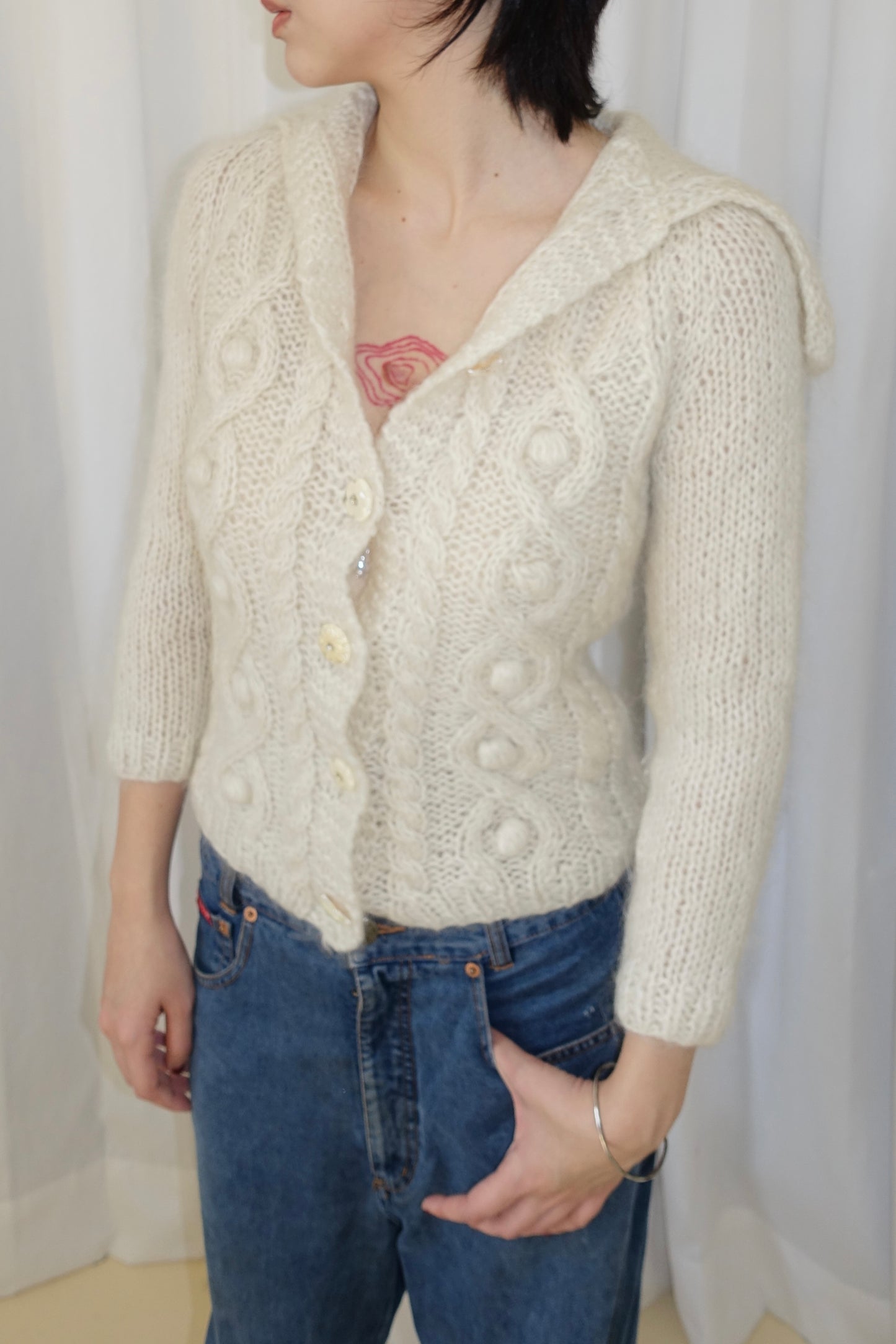 US brand mohair chunky knit cardigan 粗針織上衣