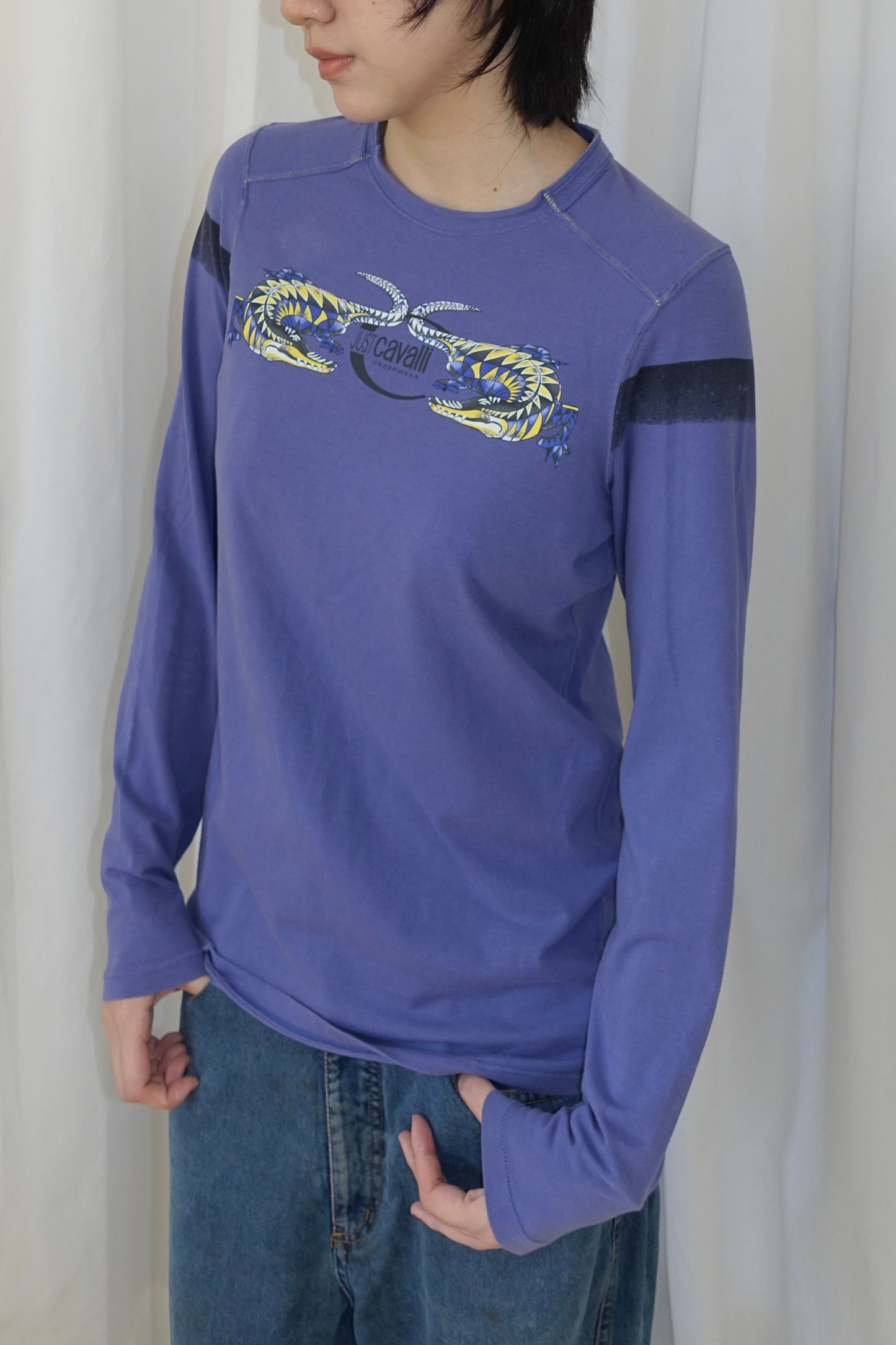 Just cavalli graphic long sleeve tee (violet blue)