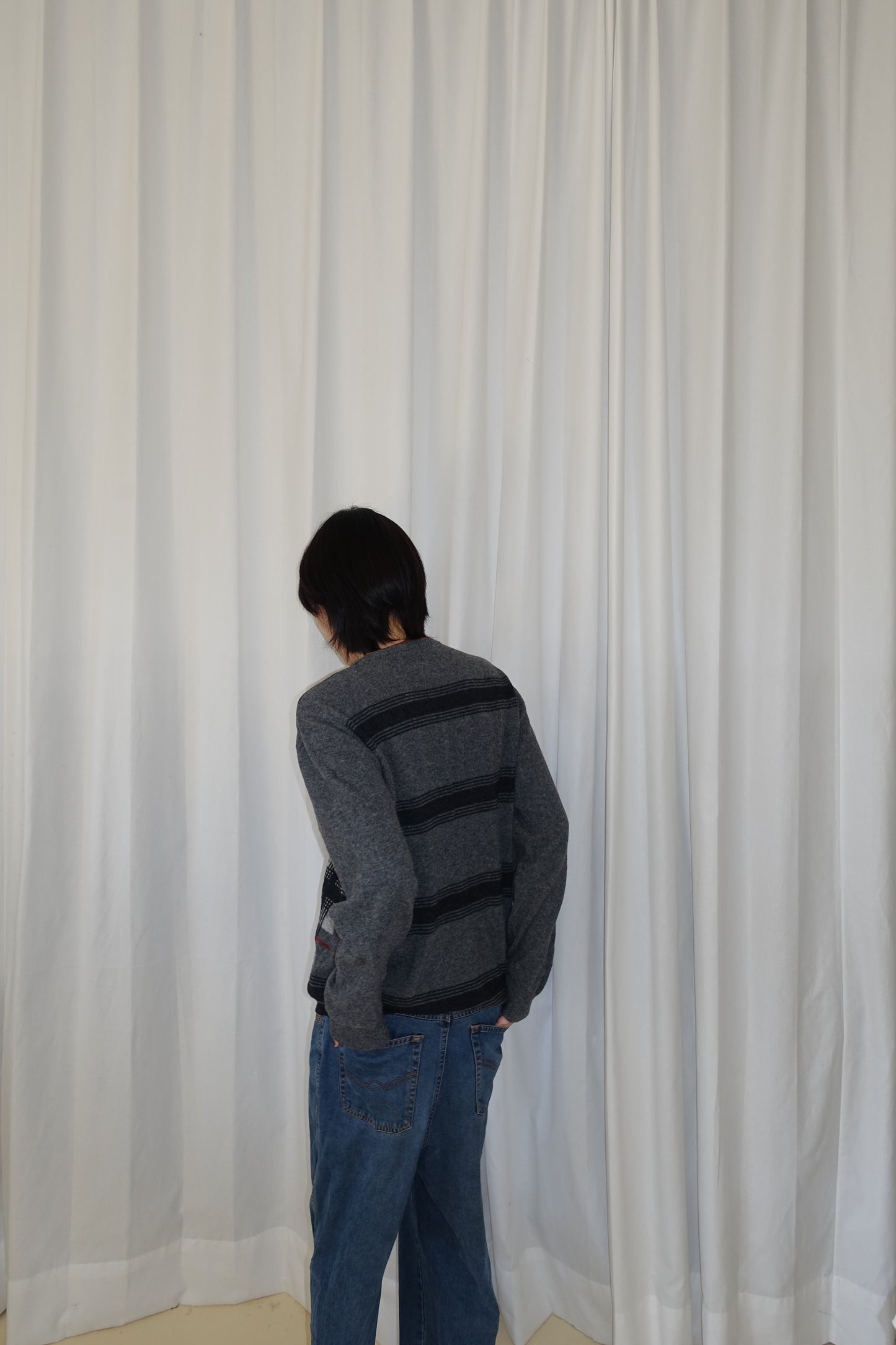 Italian plaid knit sweater