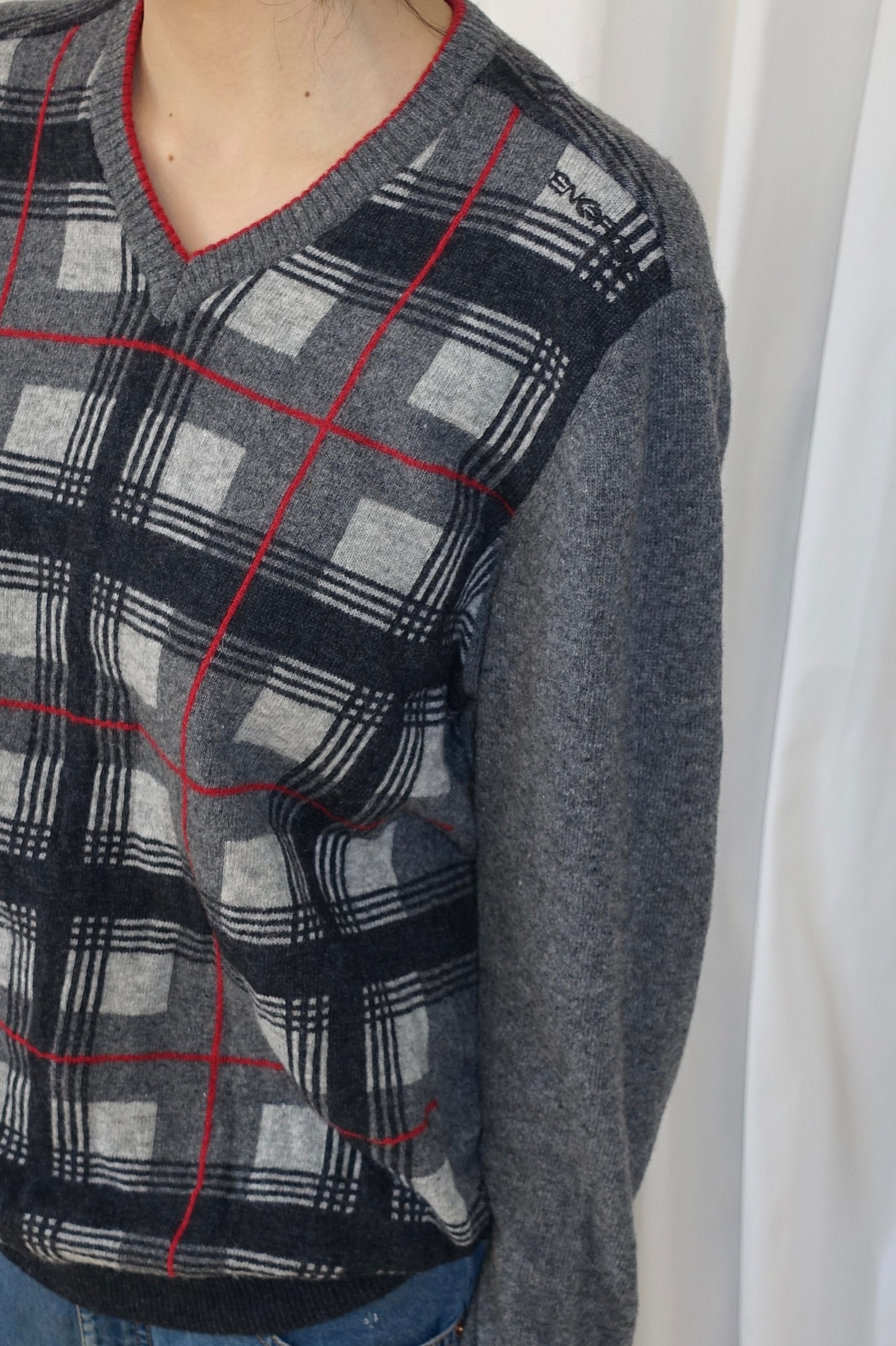 Italian plaid knit sweater