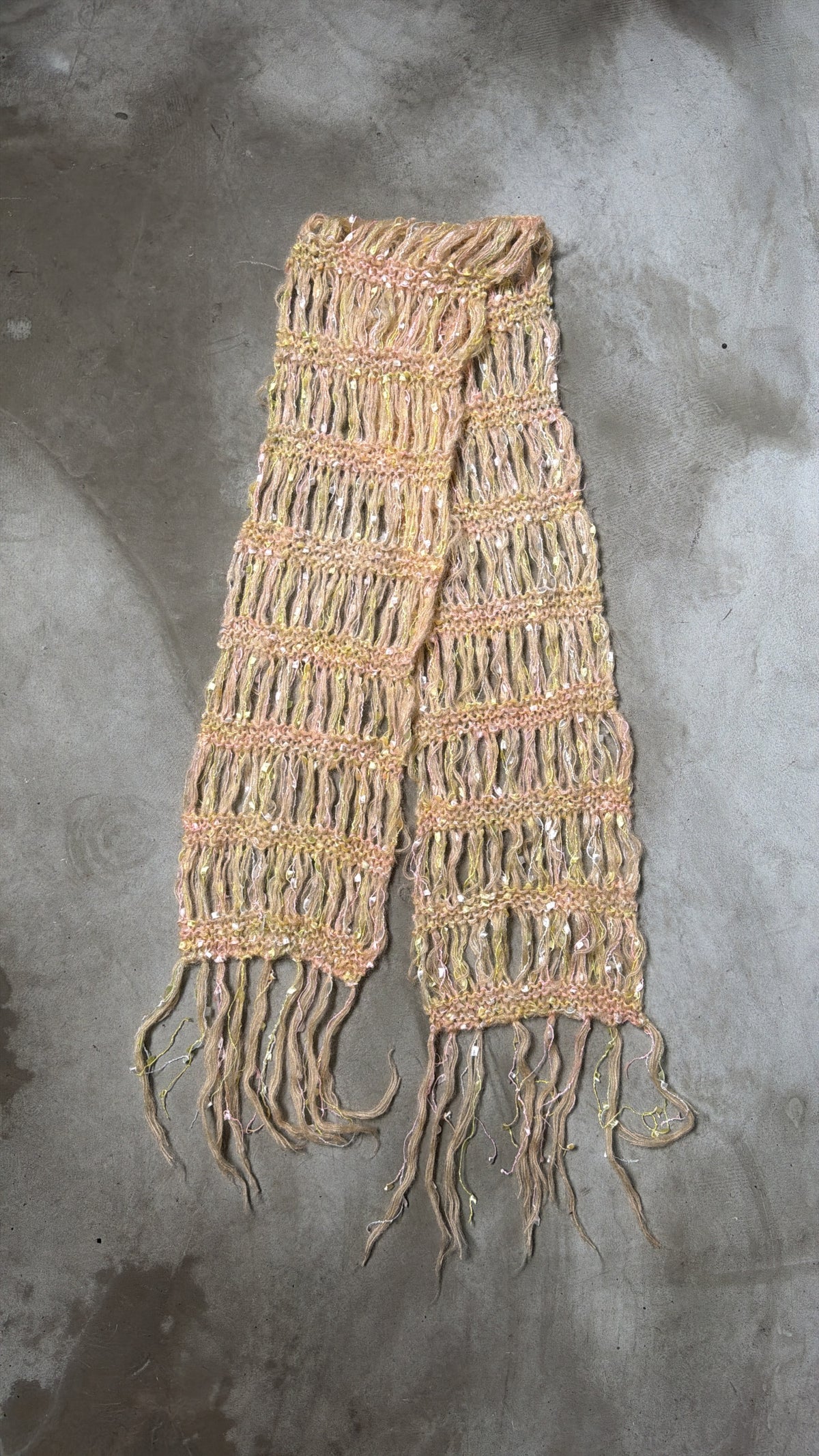 Pastel Fringe Knit Scarf