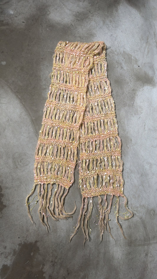 Pastel Fringe Knit Scarf