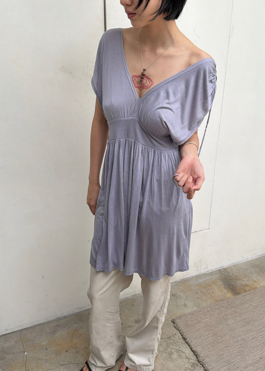 US-Made Violet Draped Sleeveless Top