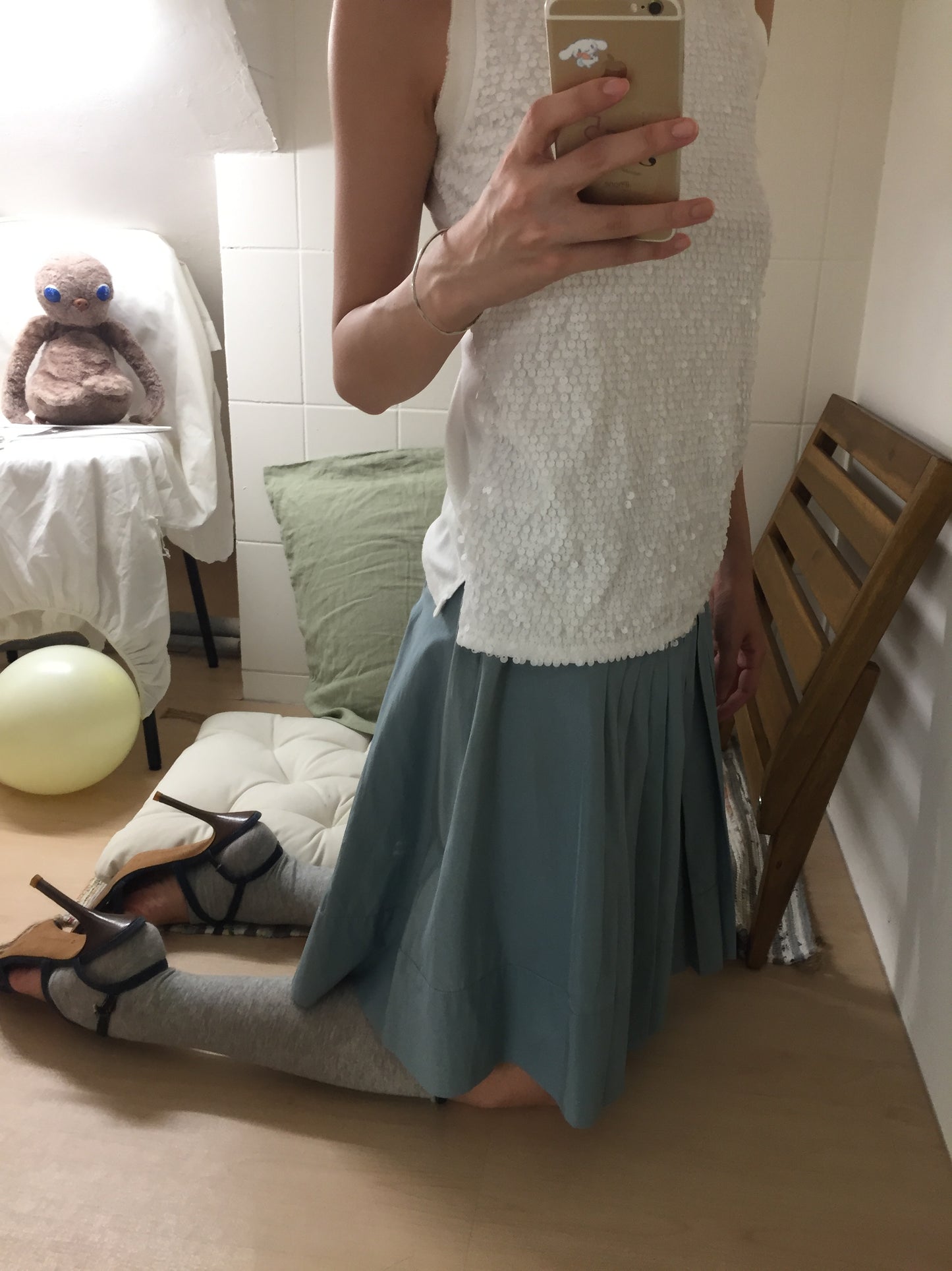 Italian-Made Baby Blue Pleated Skirt